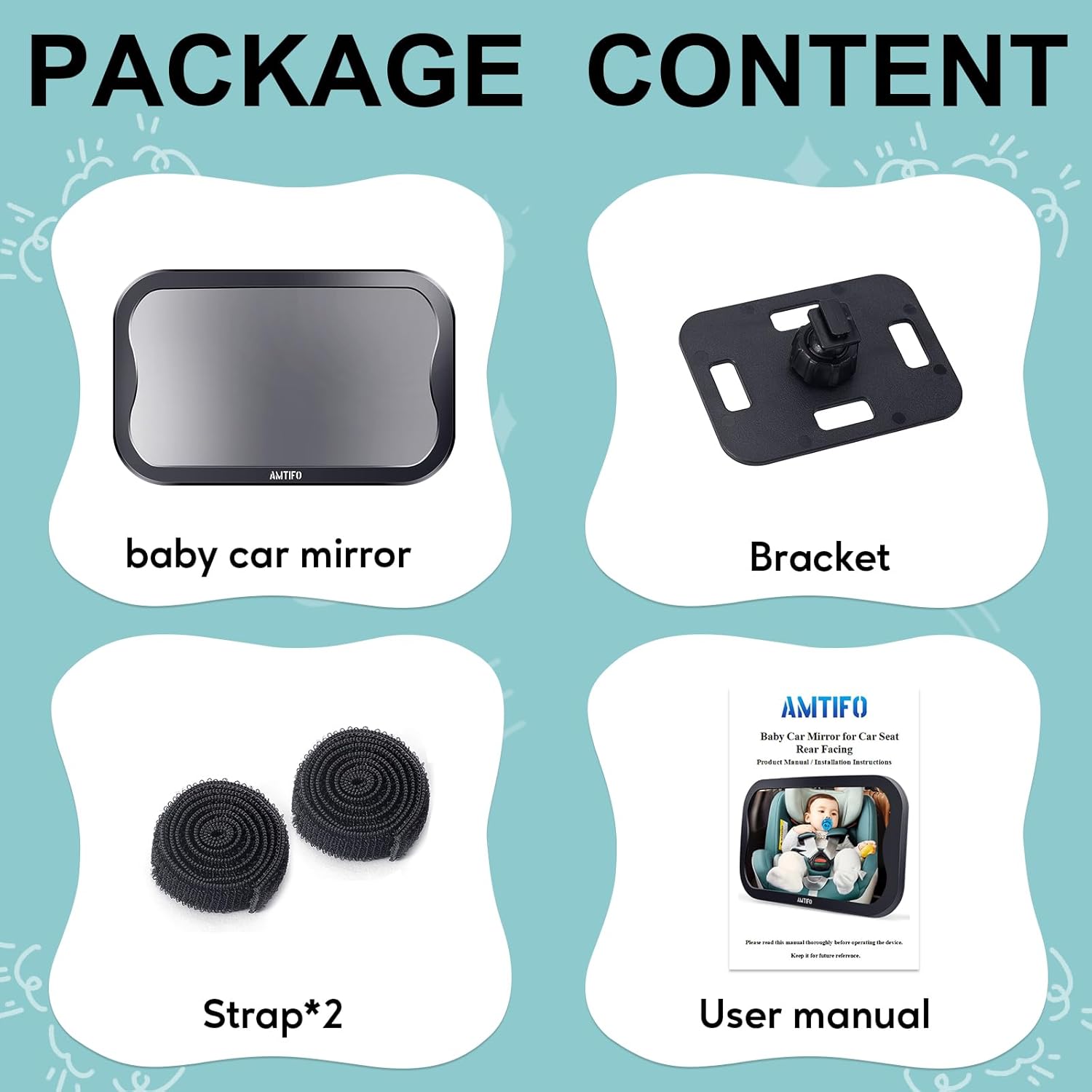 AMTIFO Baby Car Mirror 2-Pack for Two Seats