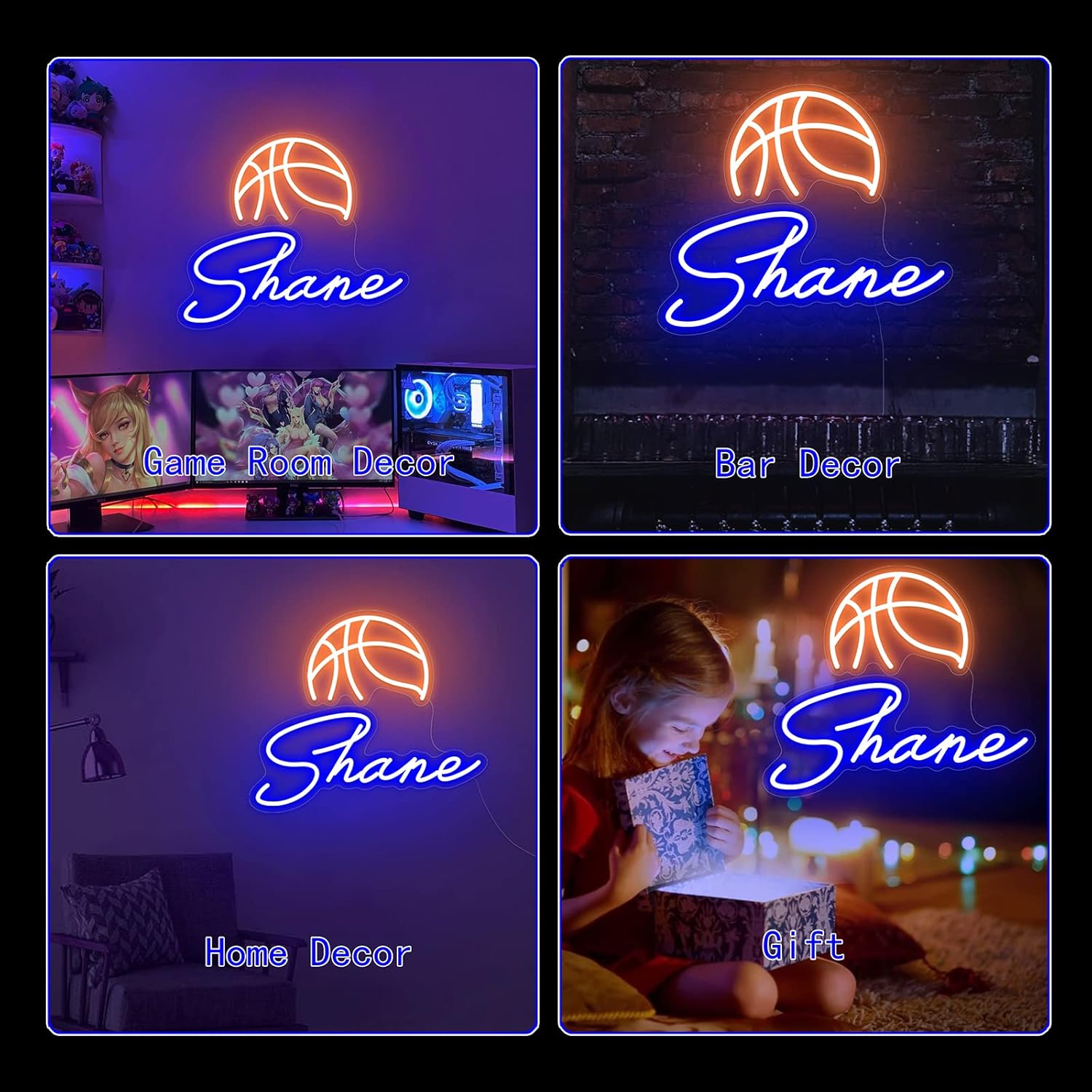 KiMineon Custom Basketball Neon Sign - 18 Inch LED Light Lamp for Boys