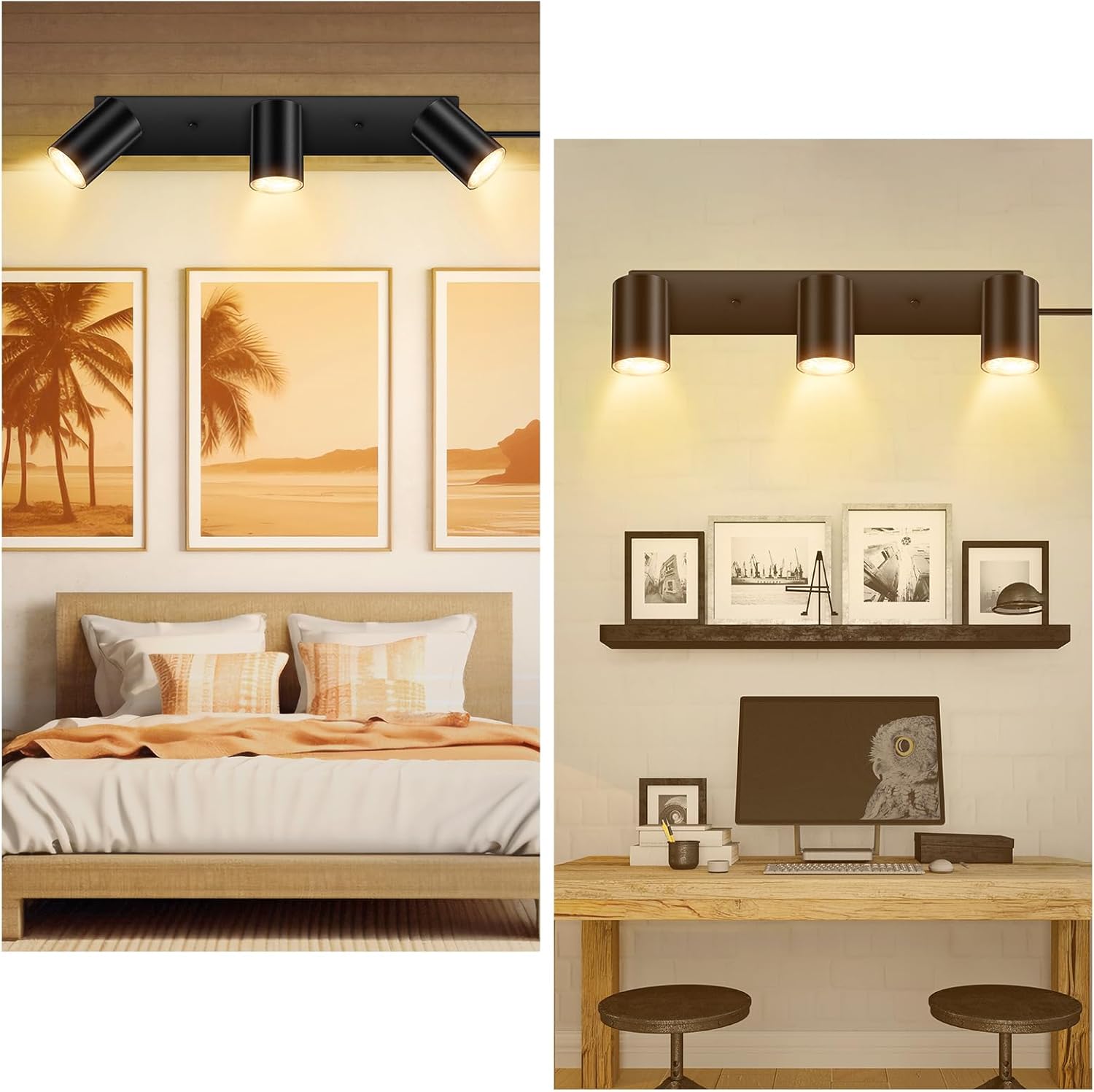 AUQUEE 3 Light Track Lighting Kit Black