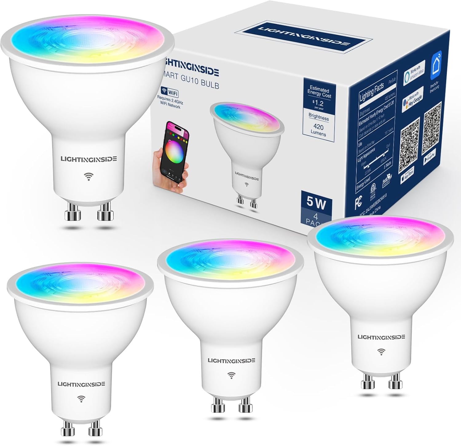 GU10 Smart LED Bulbs 50W Equivalent 4PCS