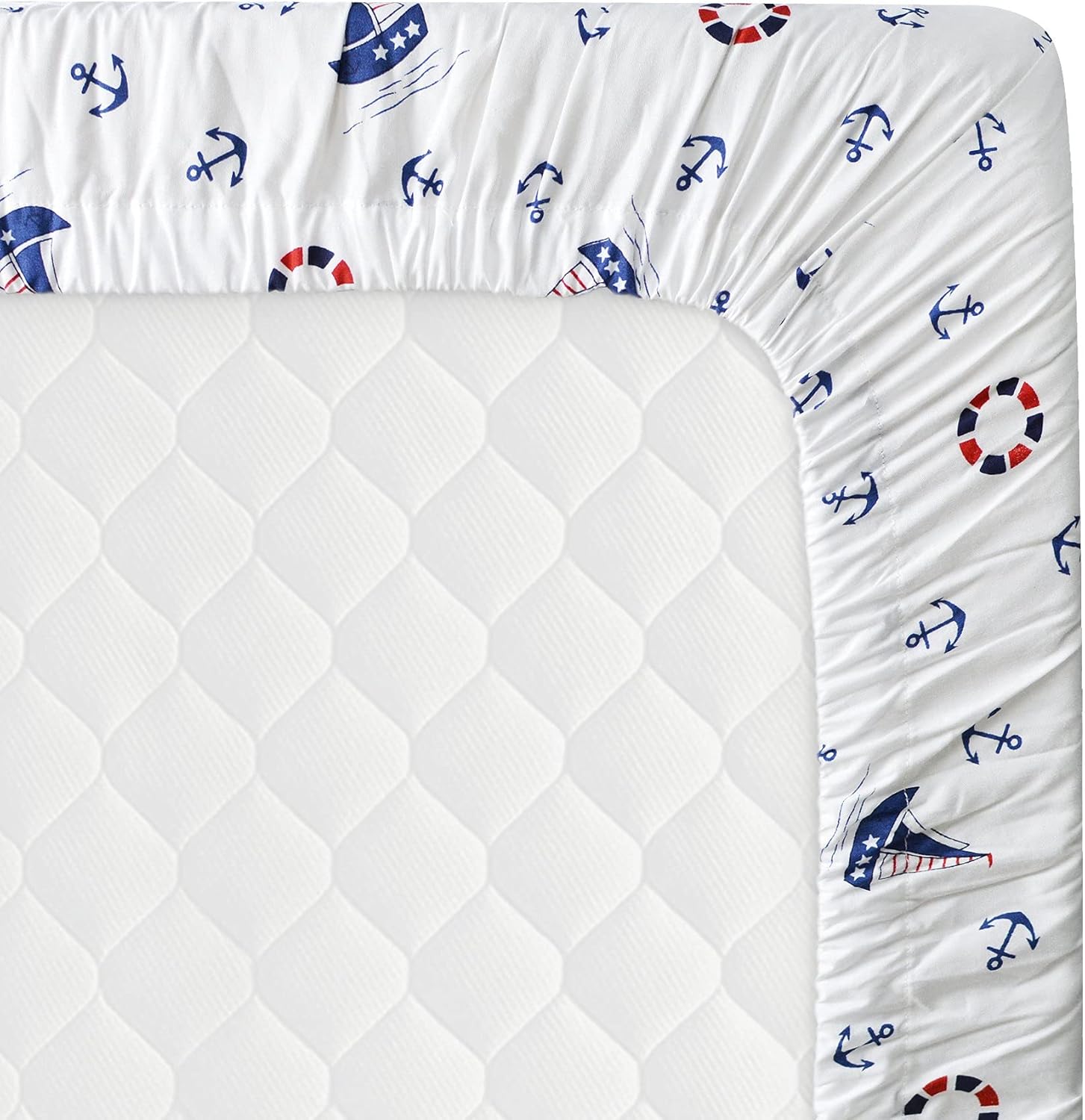 Brandream Nautical Crib Sheets Navy Blue Fitted 100 Cotton