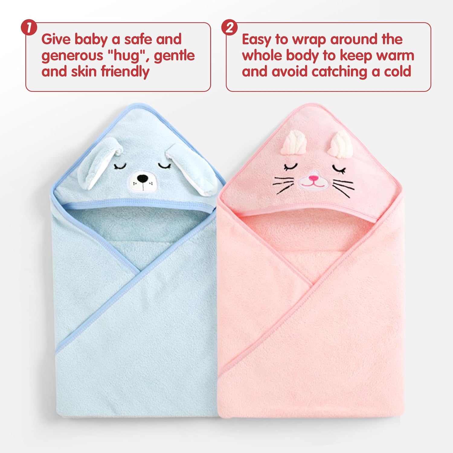 kmilro Baby Hooded Towel 4-Pack Soft Absorbent