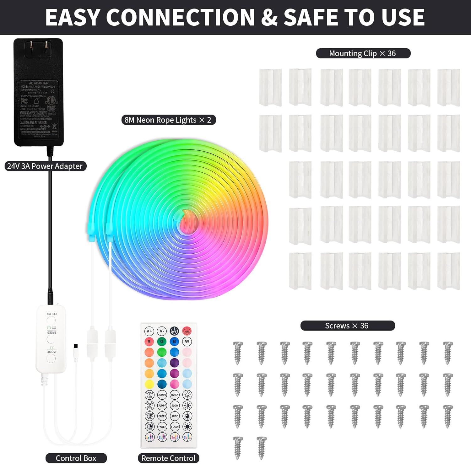 BUNACET 52FT RGBIC LED Strip Light with Remote APP Control