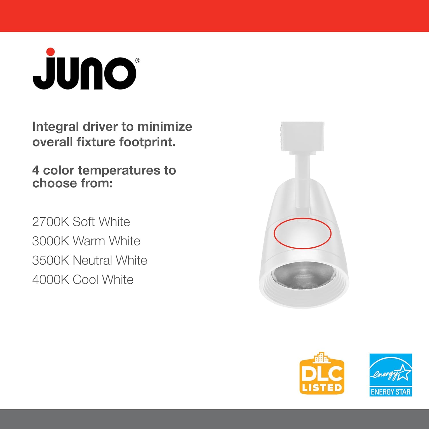 Juno Lighting R600L G2 LED Track Head 95W 50W Equivalent White Dimmable
