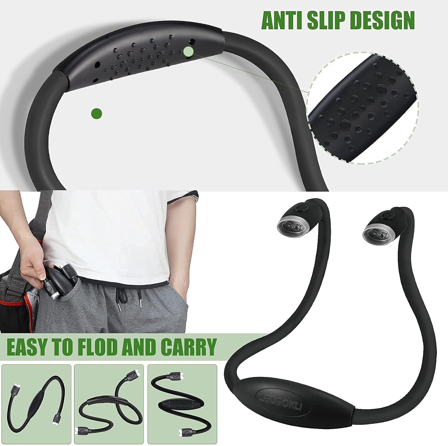 LEDBOKLI Neck Reading Light with 6 Brightness Levels 1