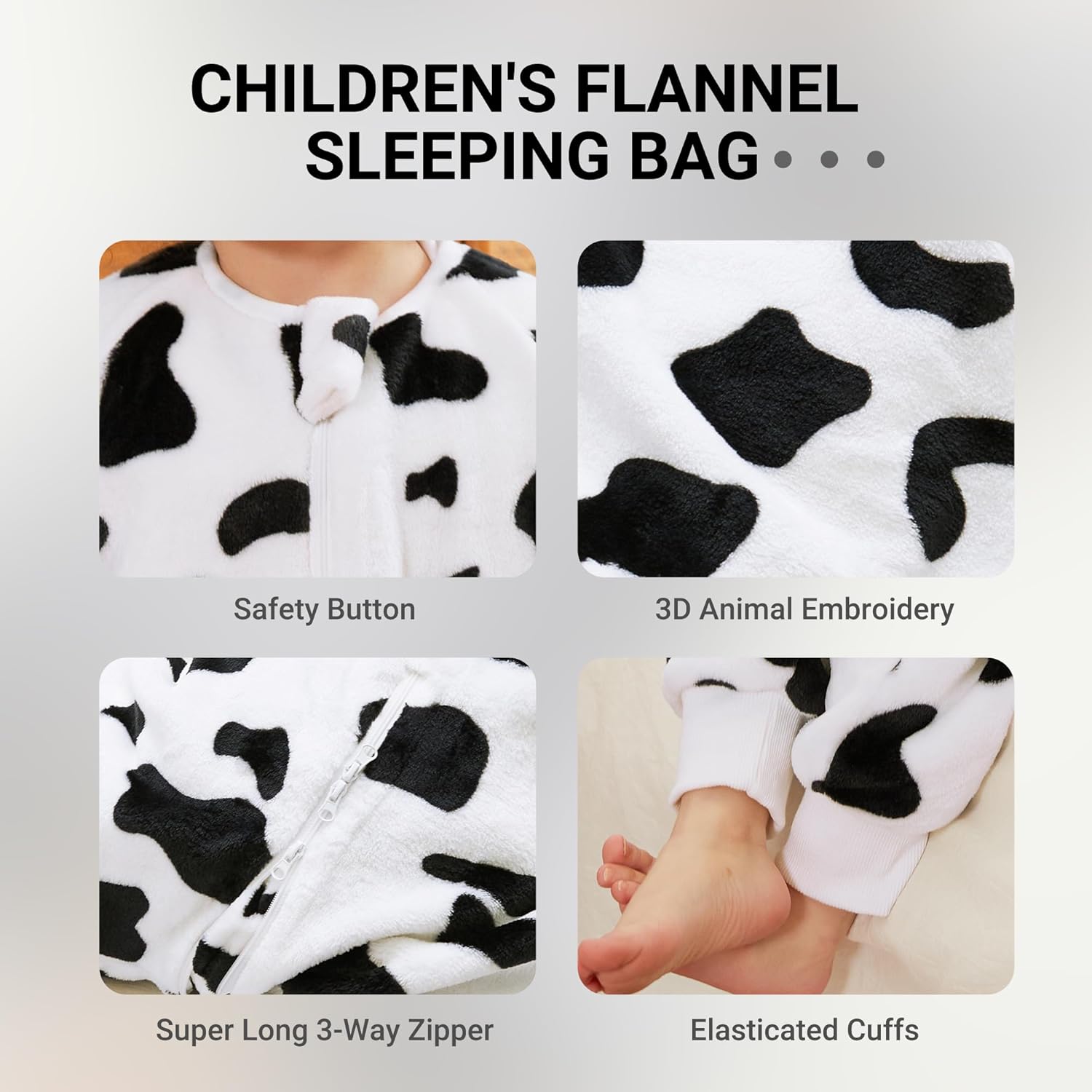 MICHLEY Flannel Baby Sleeping Bag Unisex Pajamas for Autumn Winter