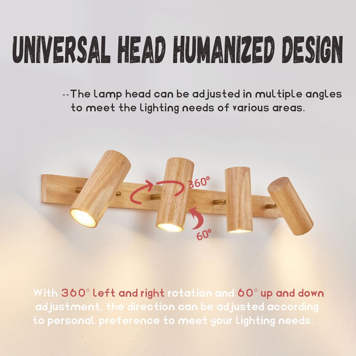 Dachsy Wood Track Lighting Adjustable Wall Sconce LED