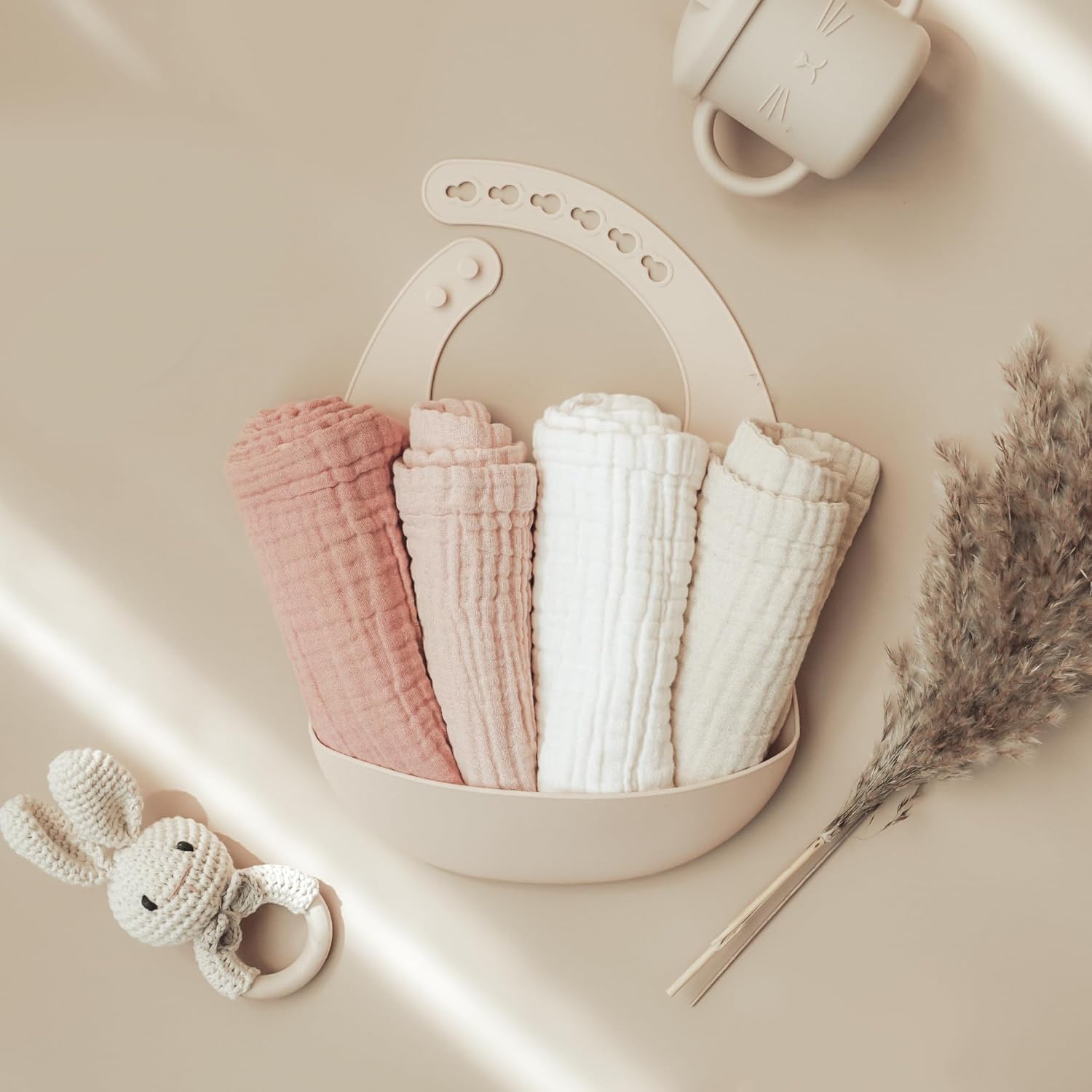 Konssy Baby Muslin Washcloths 7-Pack