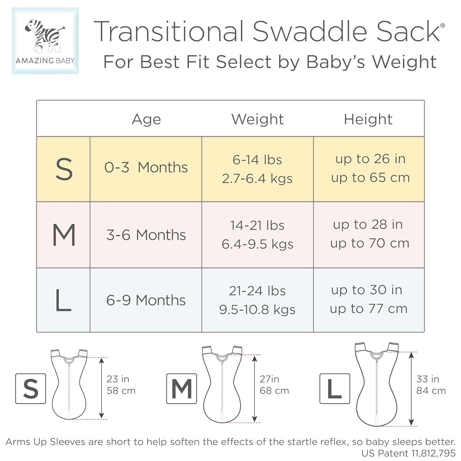 Amazing Baby Transitional Swaddle Sack - Sterling Tiny Bear 0-3 Months