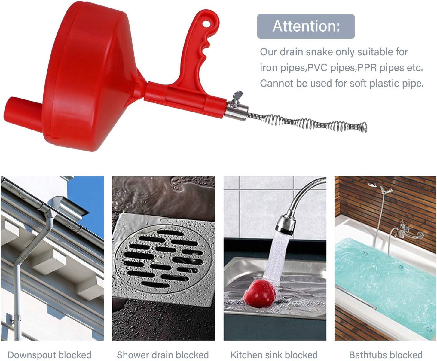 KINGLEV 35-Ft Drum Auger Drain Cleaner with Gloves