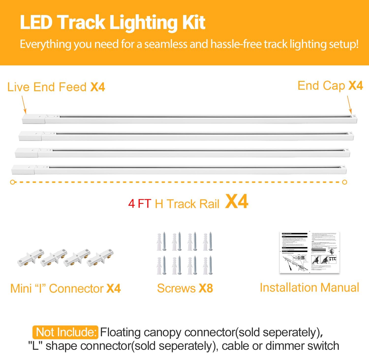 VANoopee 16FT H Track Lighting Rails Kit 1