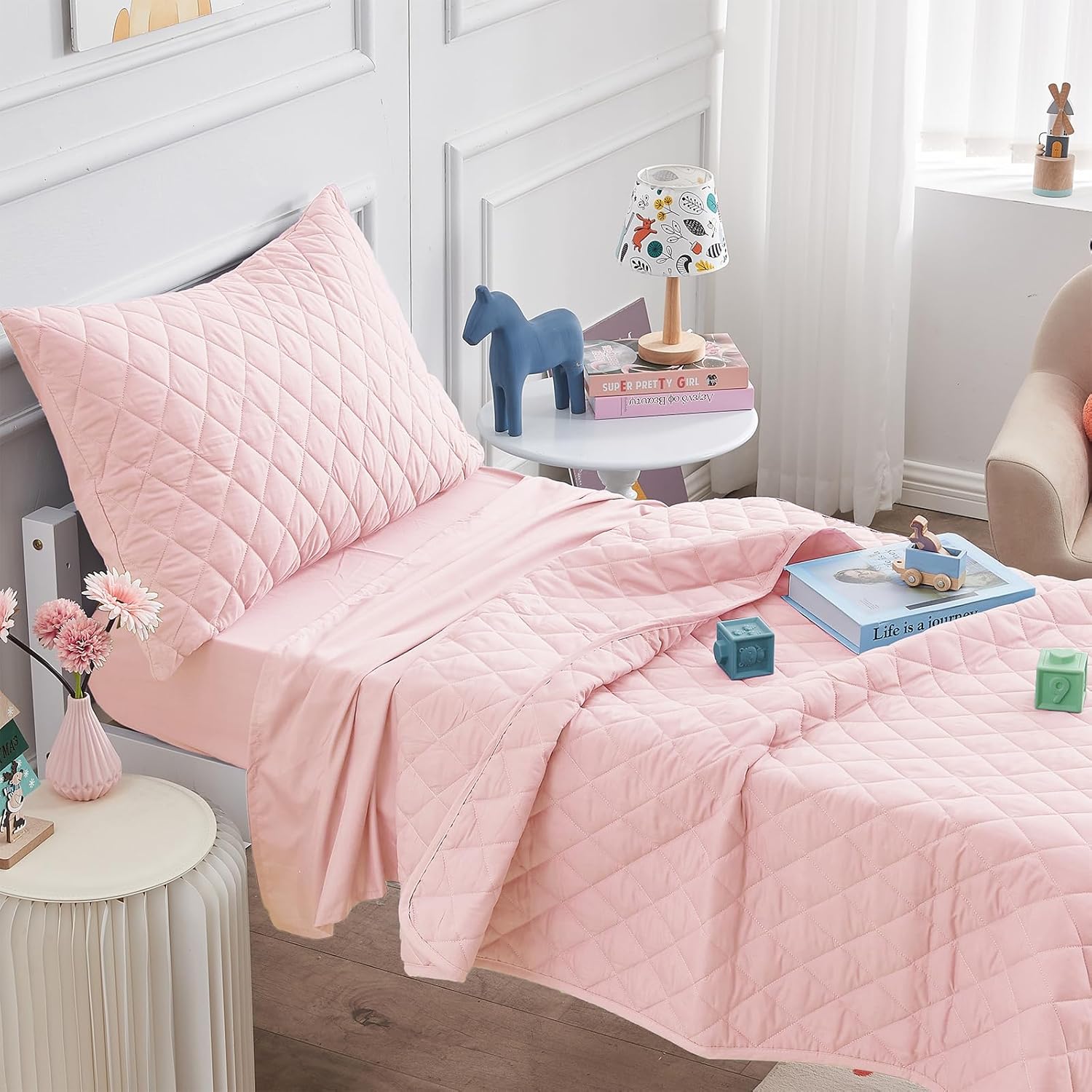 Wowelife Toddler Girl Bedding Set Light Pink