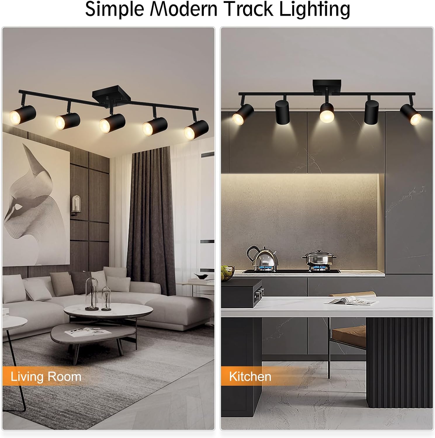 BoostArea 5-Light Track Lighting Kit for Kitchen and Living Room