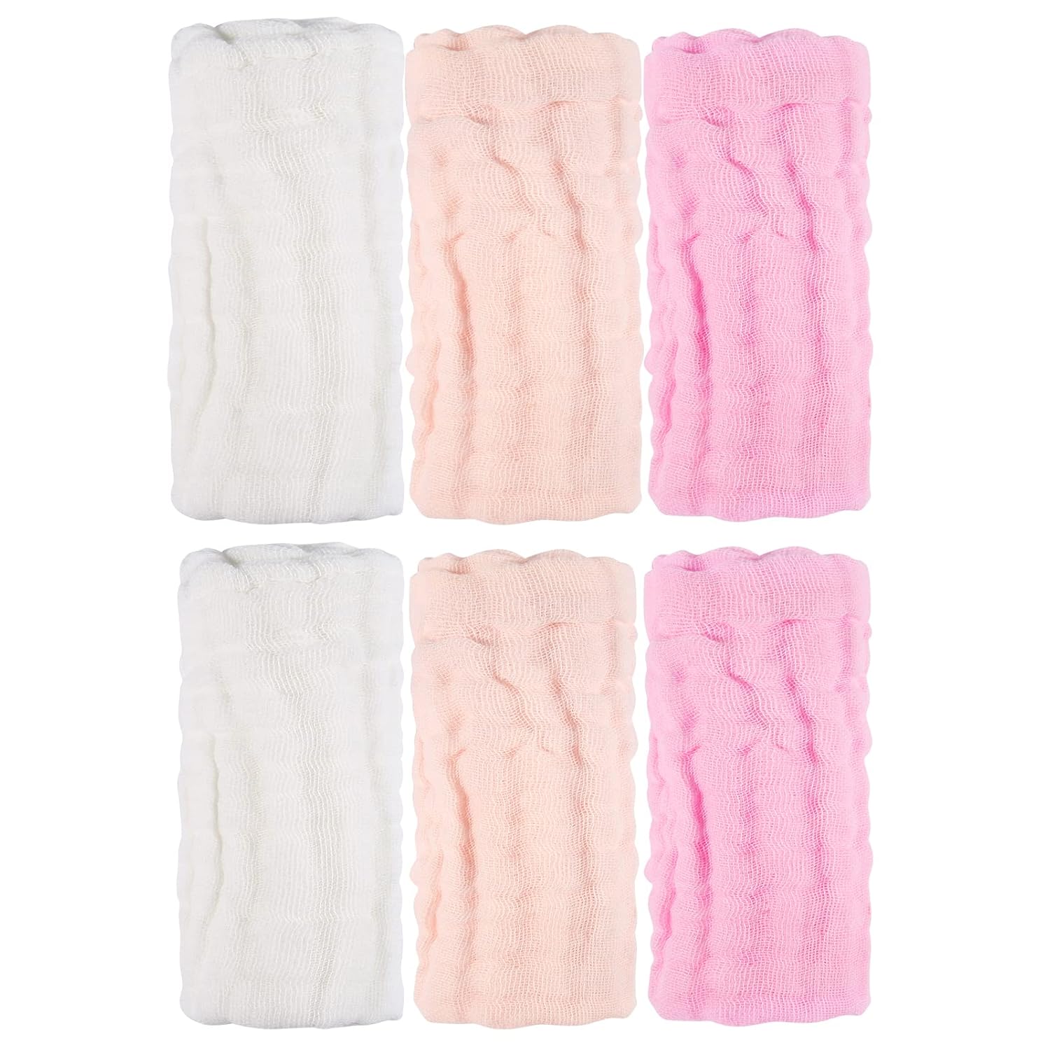 MUKIN Baby Washcloths and Burp Cloths 6 Pack 12x12 Inches Pink