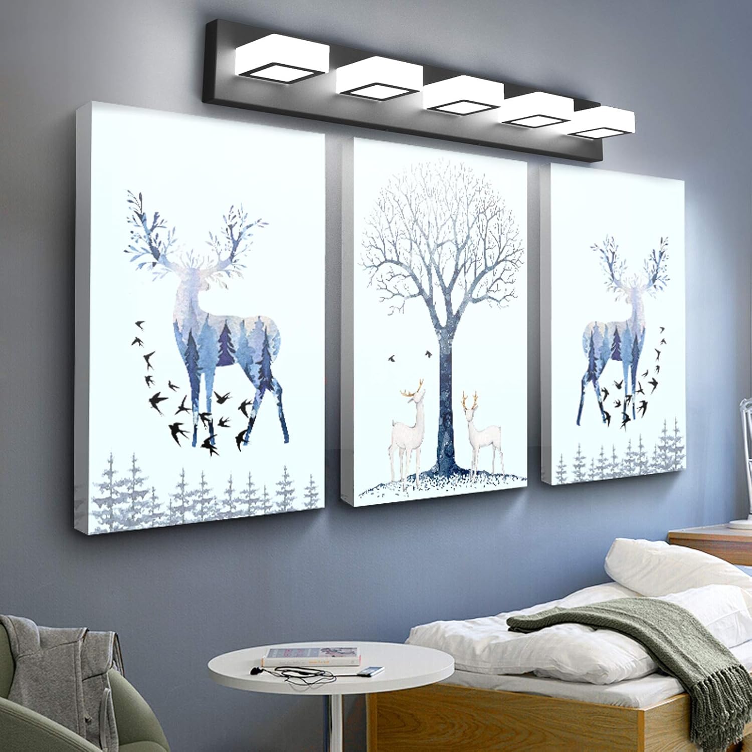 Ralbay 5 Light Modern Black Vanity Lights Over Mirror 1