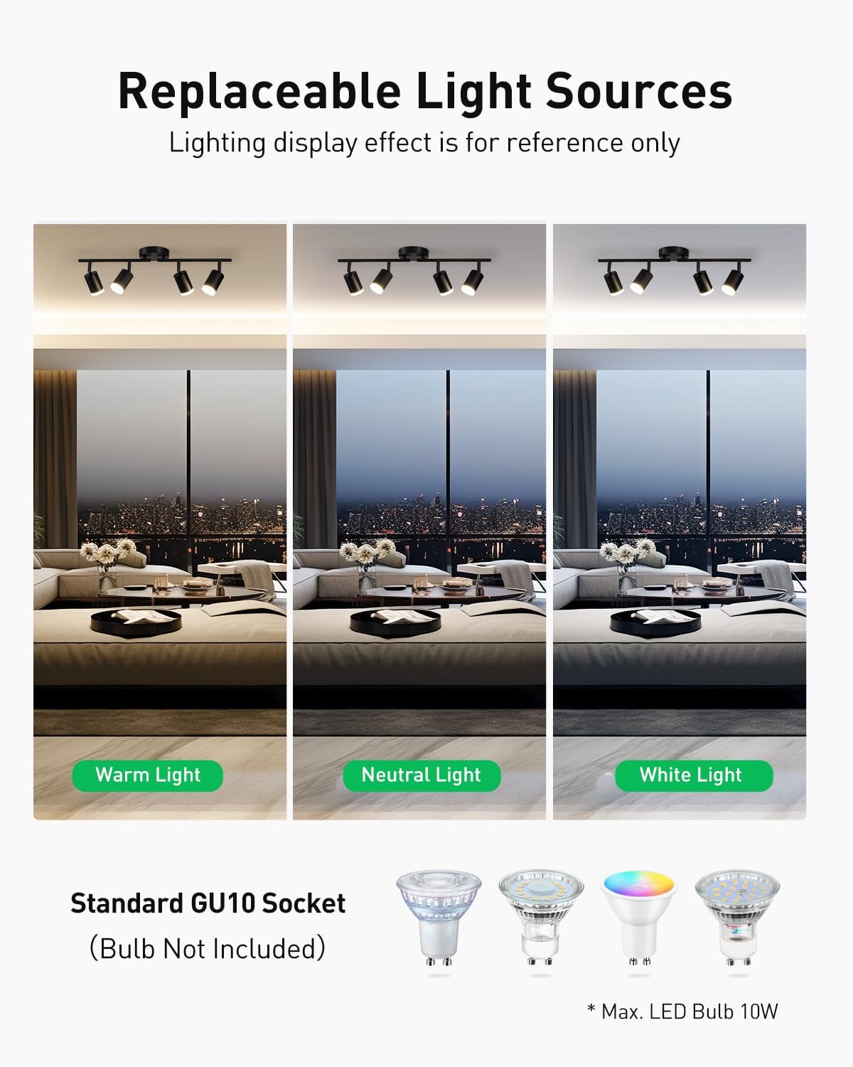 Bojim 4-Light LED Track Lighting Kit Black