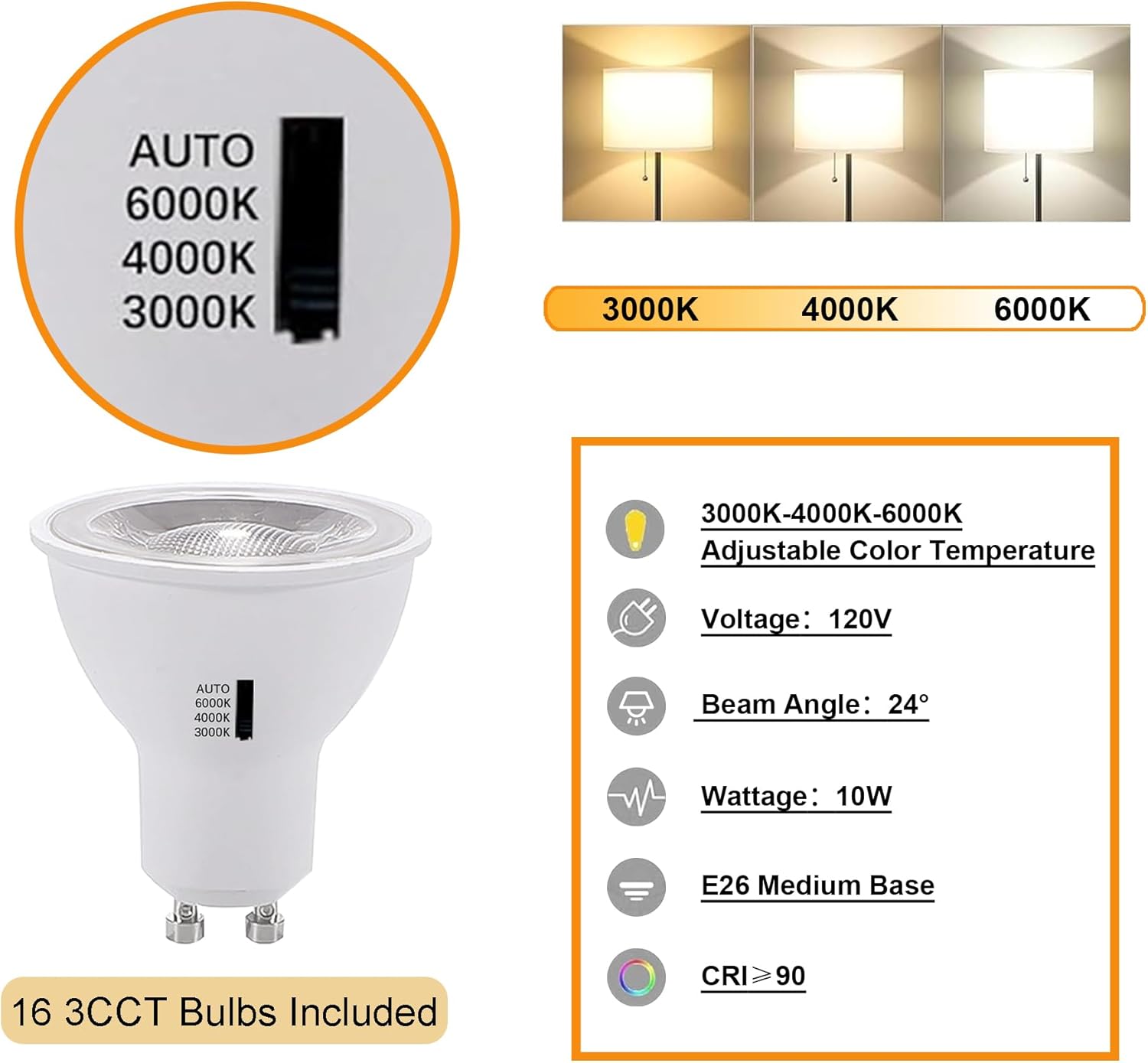16PCS LED Track Lighting with 3CCT and Dimmable Brightness 1