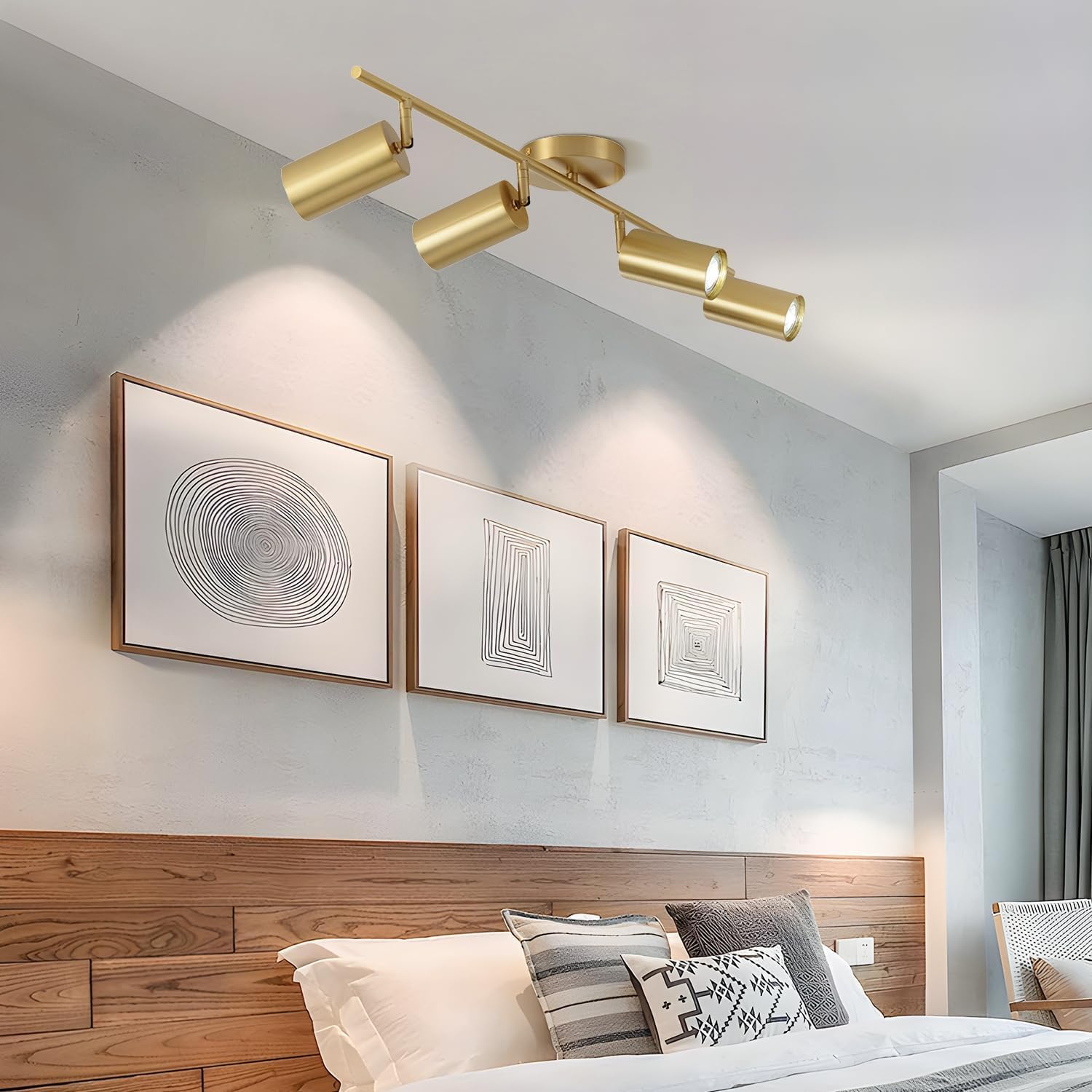 KCO 4-Light Gold LED Track Light Kit Brushed Brass