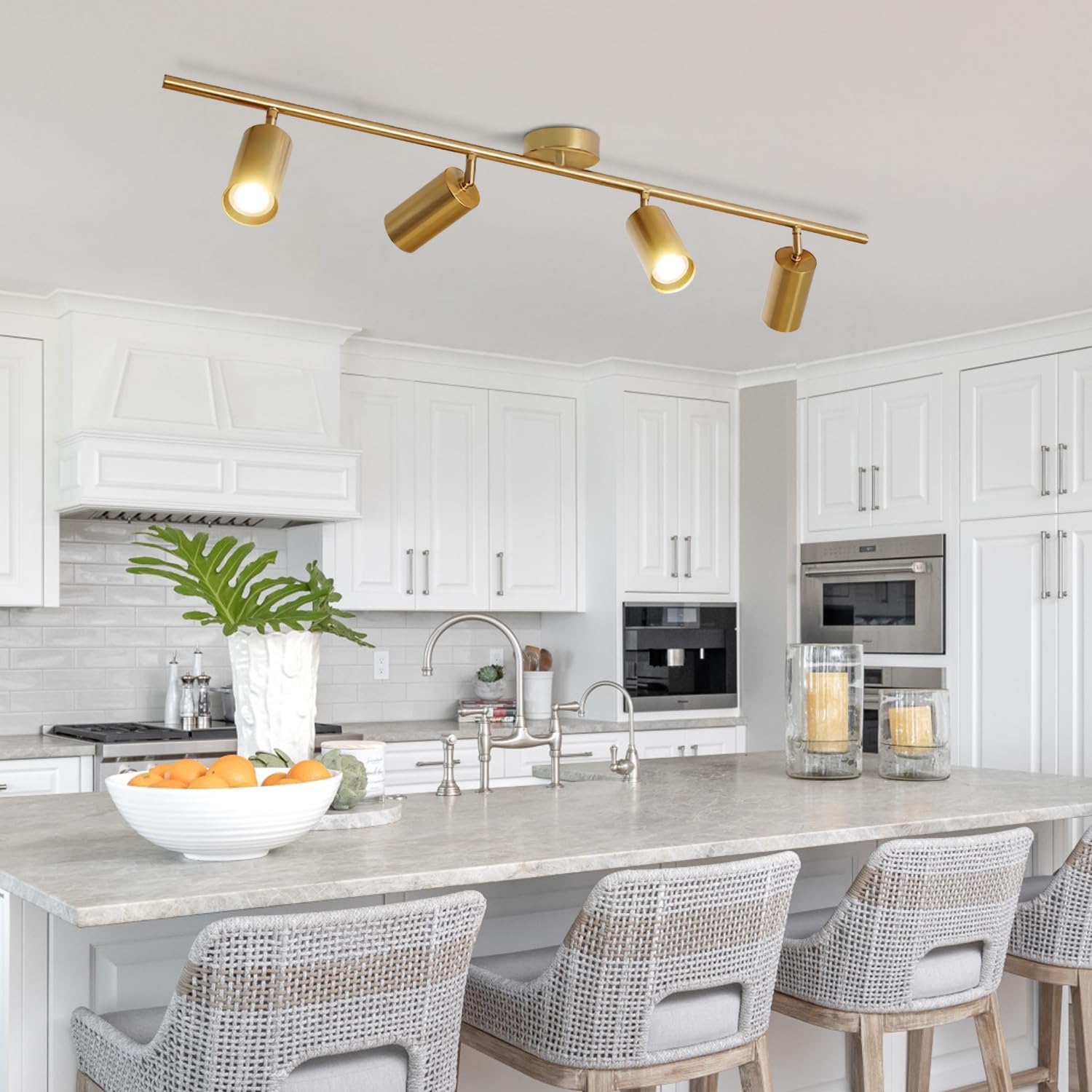 KCO 4-Light Gold LED Track Light Kit Brushed Brass