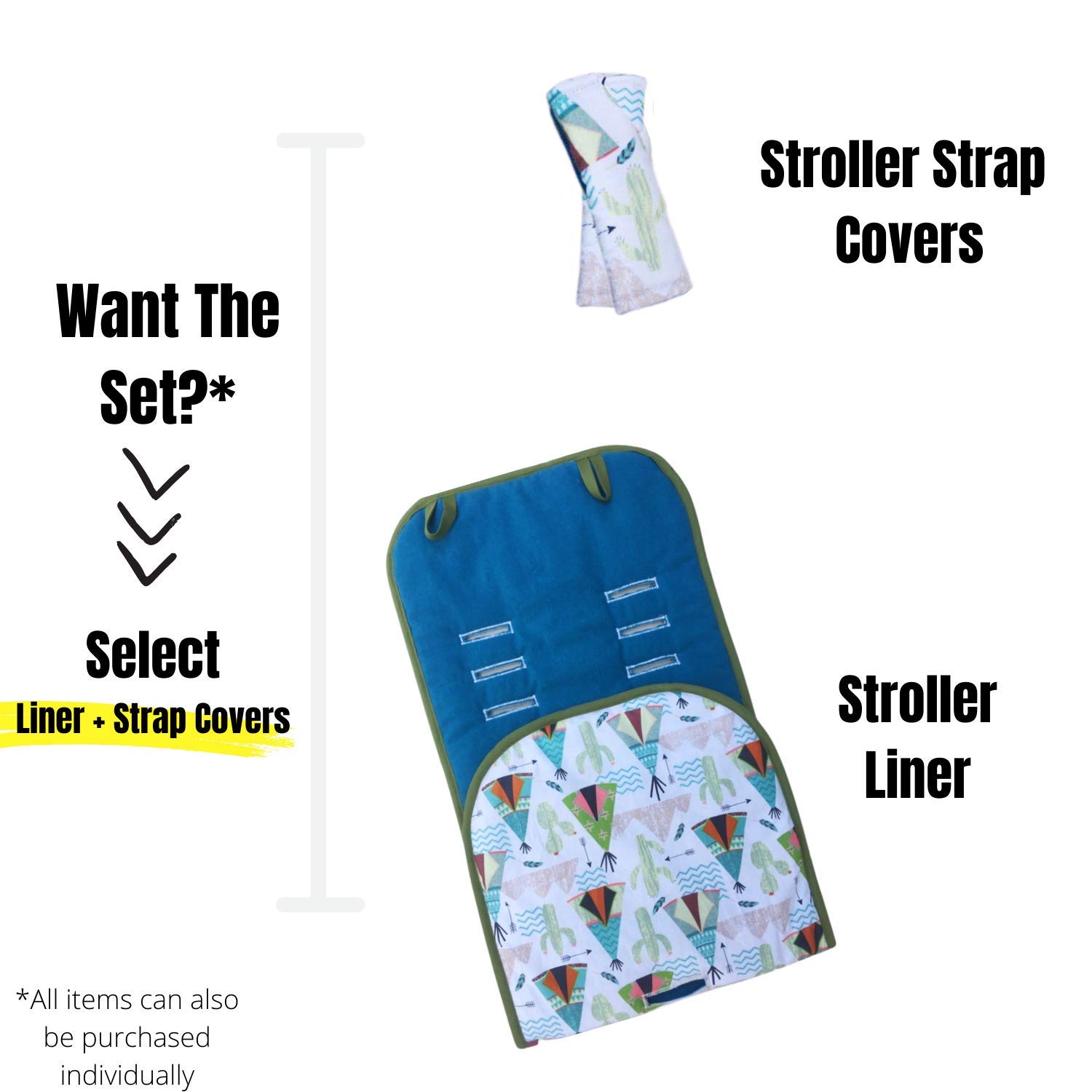 Universal Stroller Pram Liner with Cactus and Teepee Design