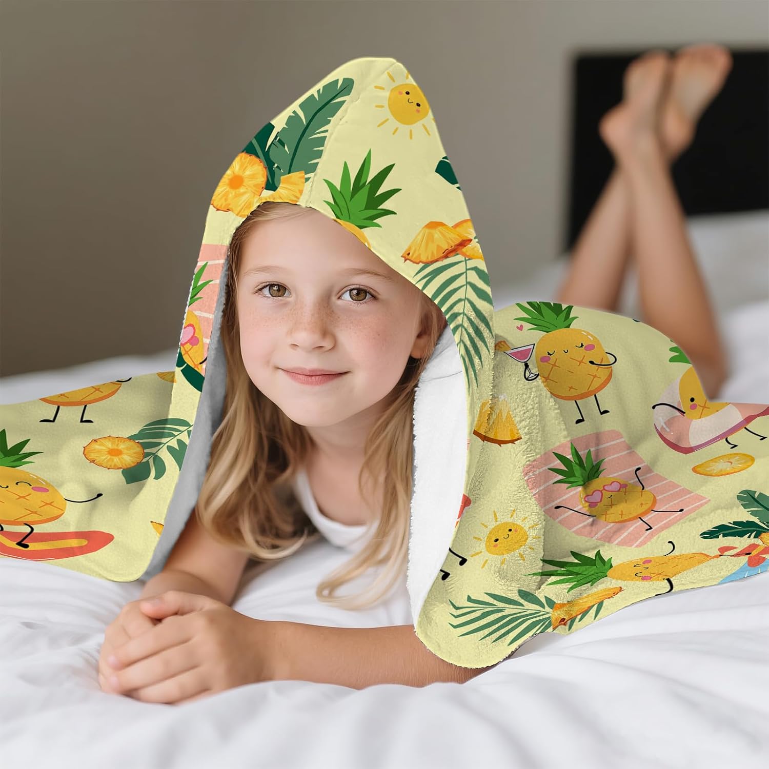 Pineapple Hooded Beach Towel for Kids