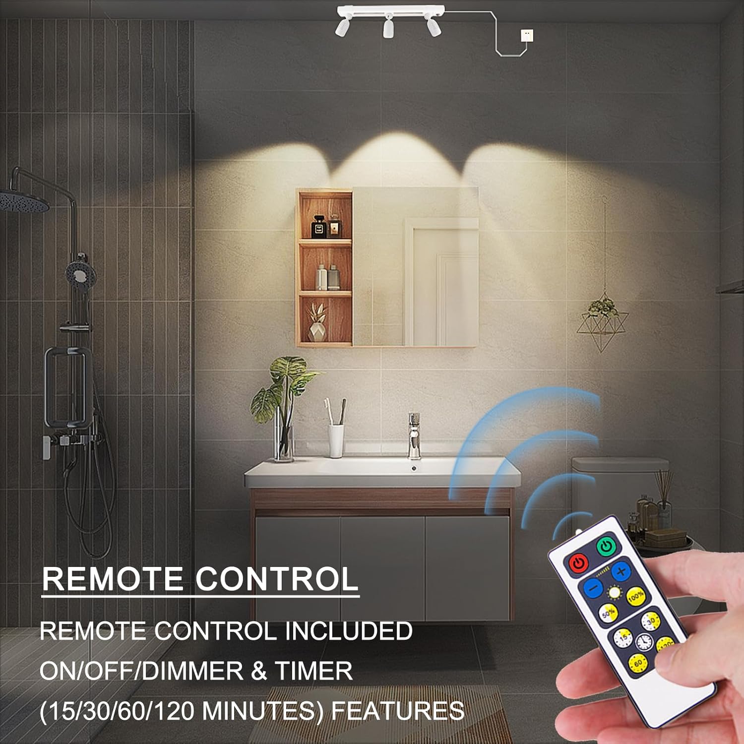 LUXSWAY 3-Head Dimmable Under Cabinet Track Light with Remote