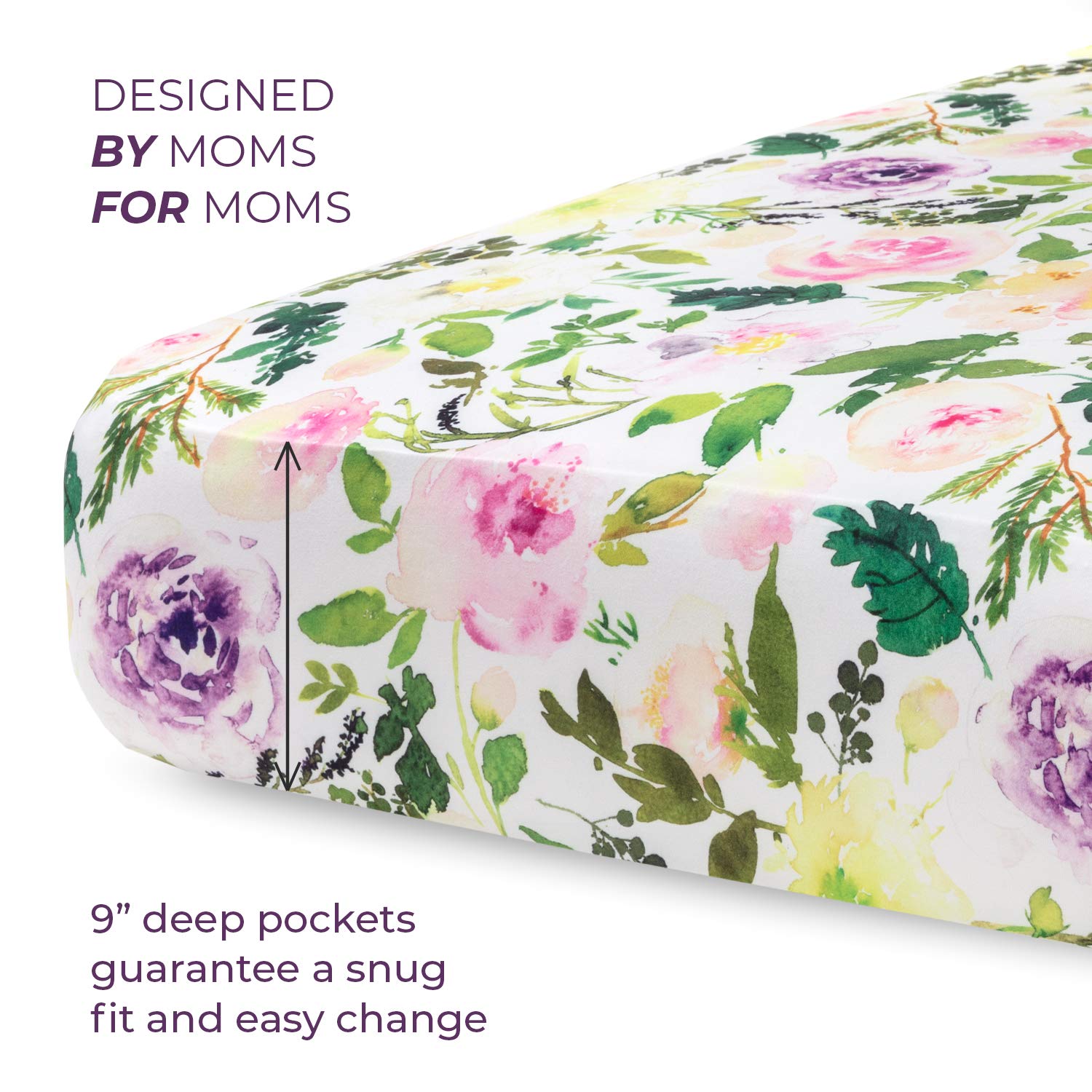 Pobibaby 2 Pack Fitted Crib Sheets with Floral Design