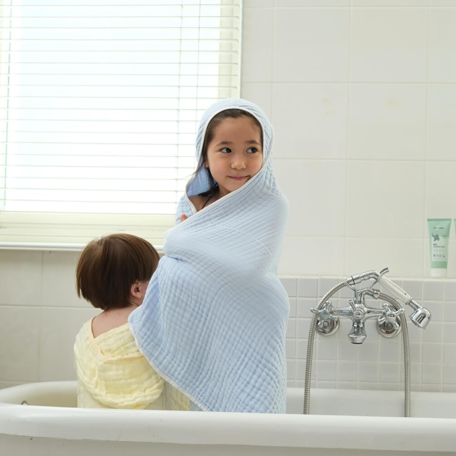 LAnge Muslin Hooded Baby Towel - 6 Layers 100 Cotton 315x315 in 1