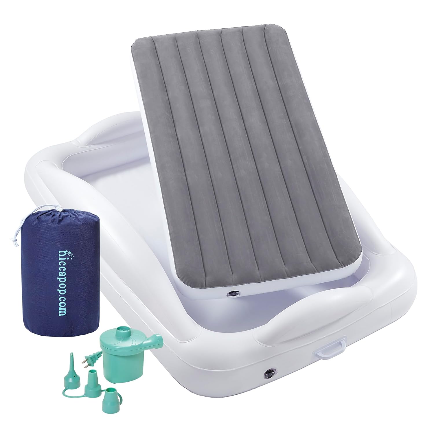 Hiccapop Inflatable Toddler Travel Bed with Safety Bumpers