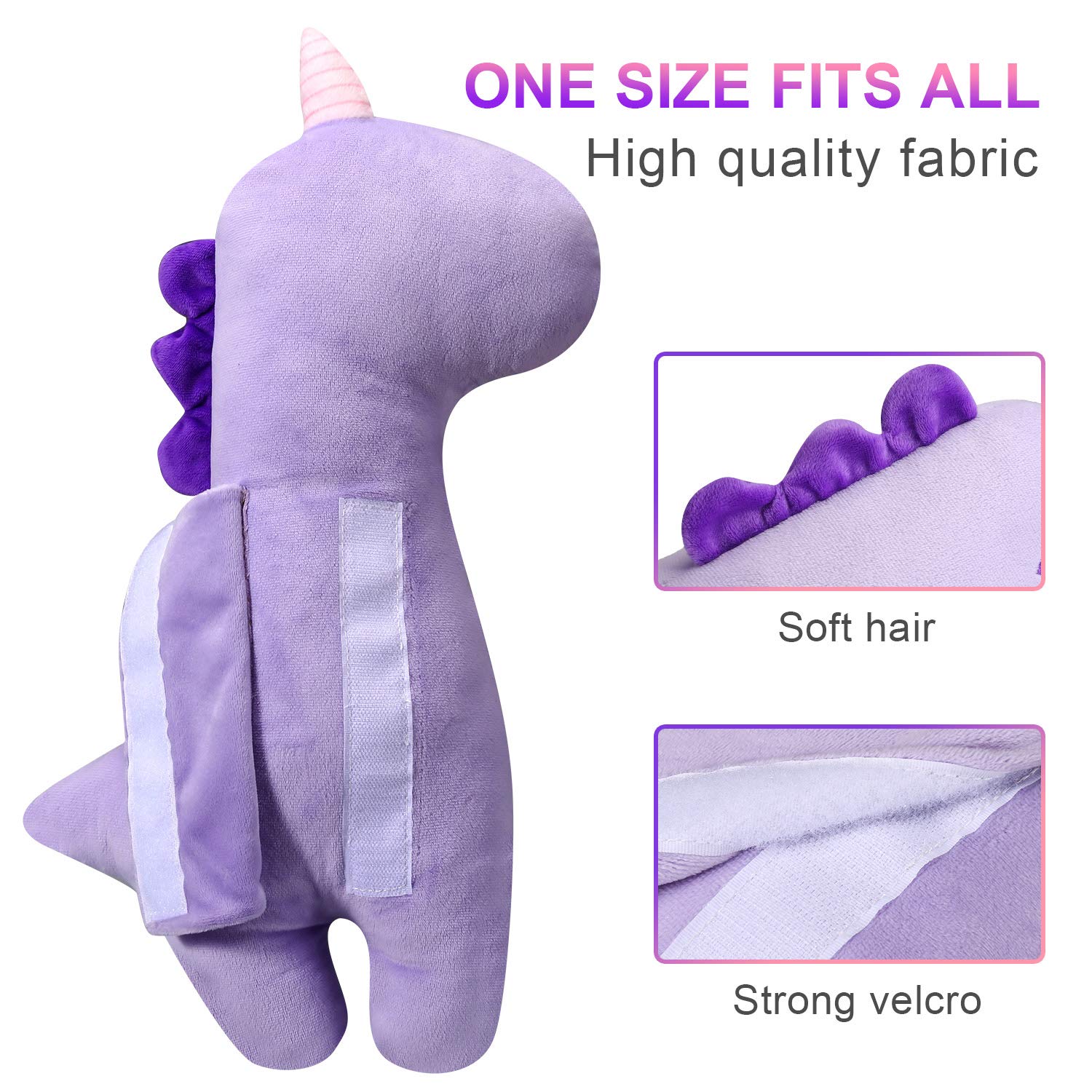 Farochy Unicorn Seat Belt Pillow for Kids Purple