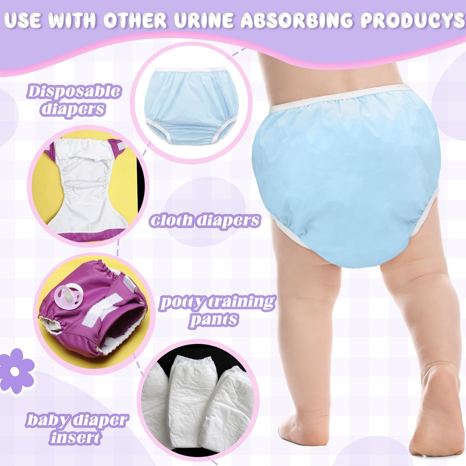 Funtery 12-Pack Waterproof Training Pants for Toddlers Reusable Diaper Covers Unisex