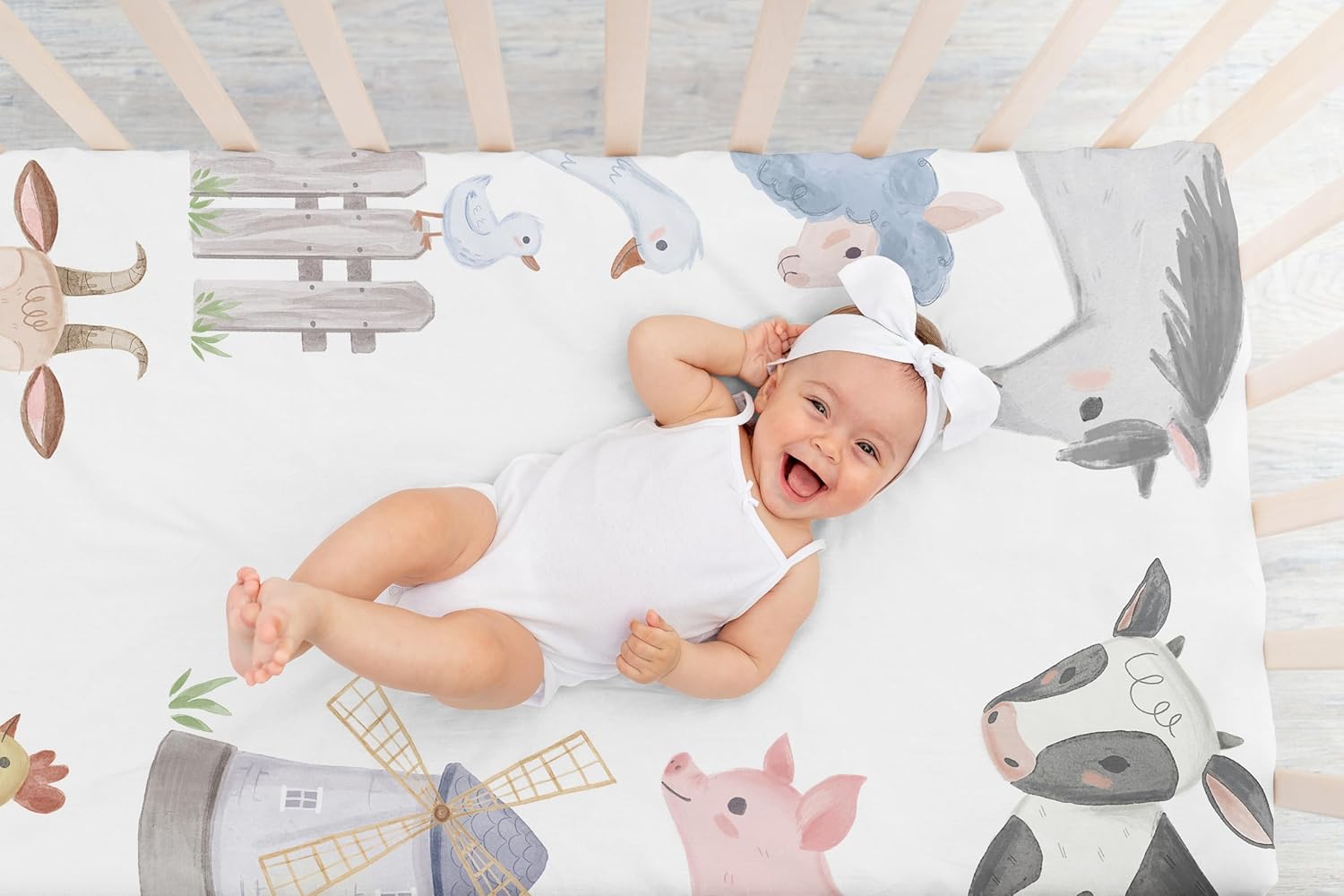 Sweet Jojo Designs Farm Animals Crib Sheet Baby Toddler Bedding