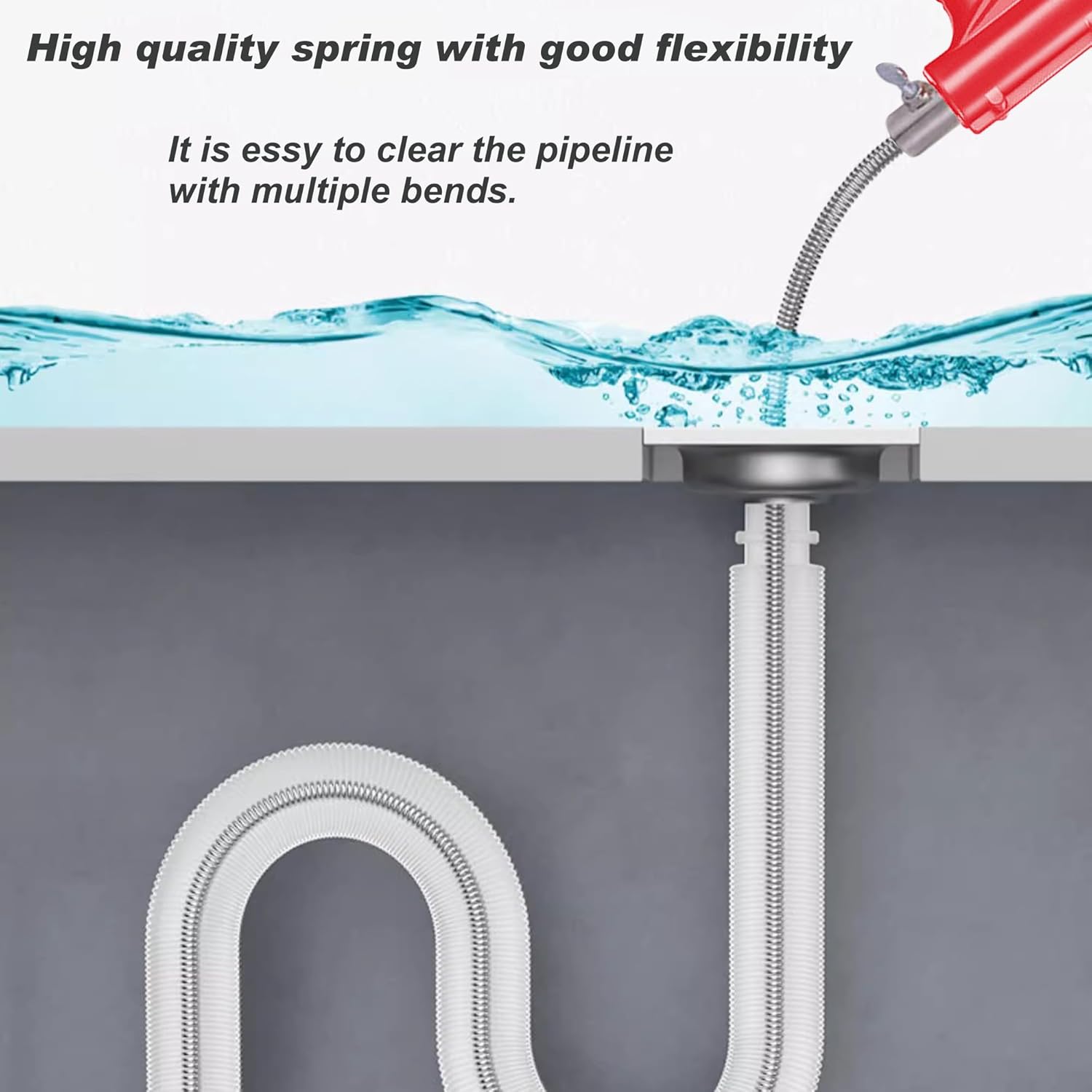 Simplelisa 32 Feet Manual Drain Auger Set with Hair Snake Strainer Gloves