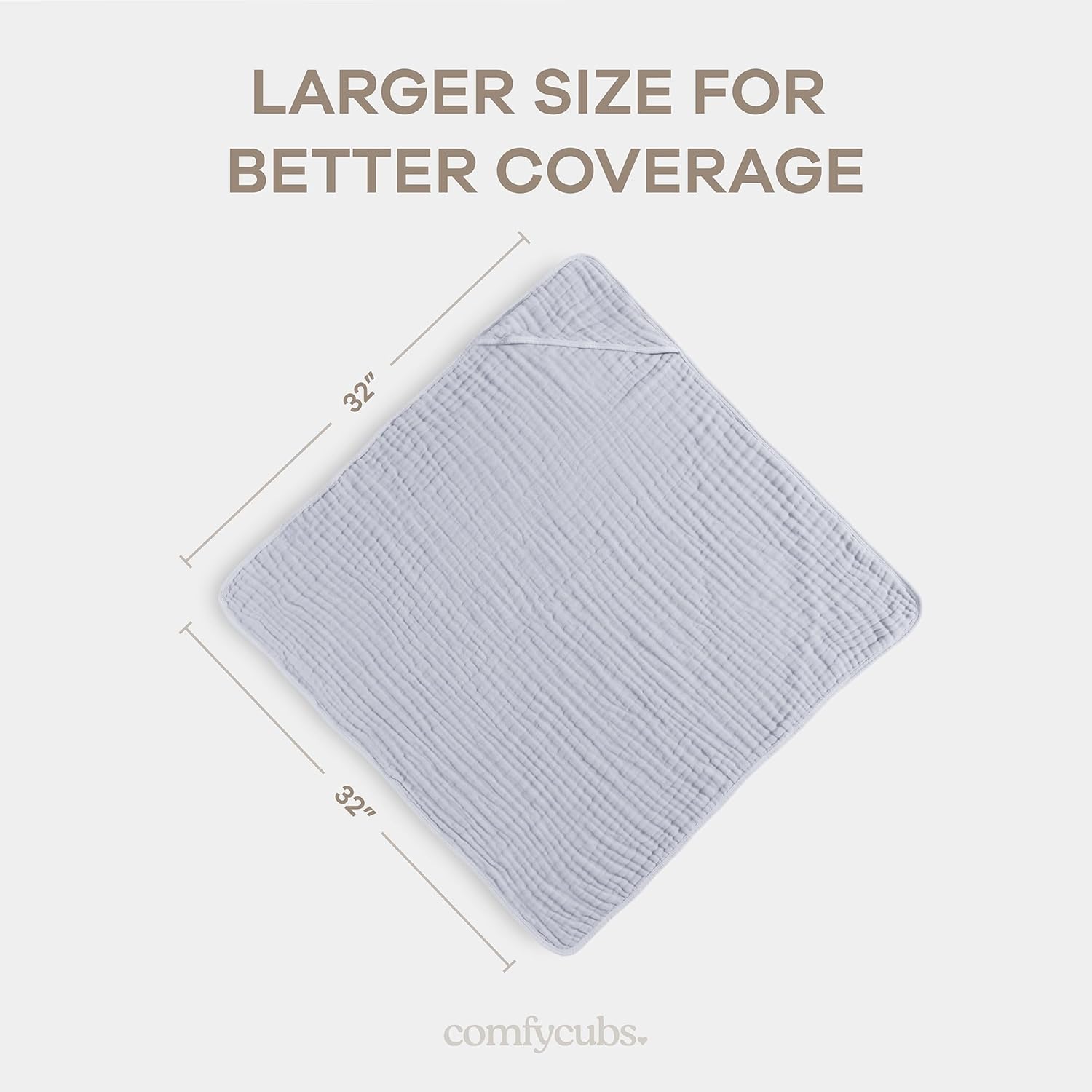 Comfy Cubs 6-Layer Hooded Baby Towel 2-Pack - Slate