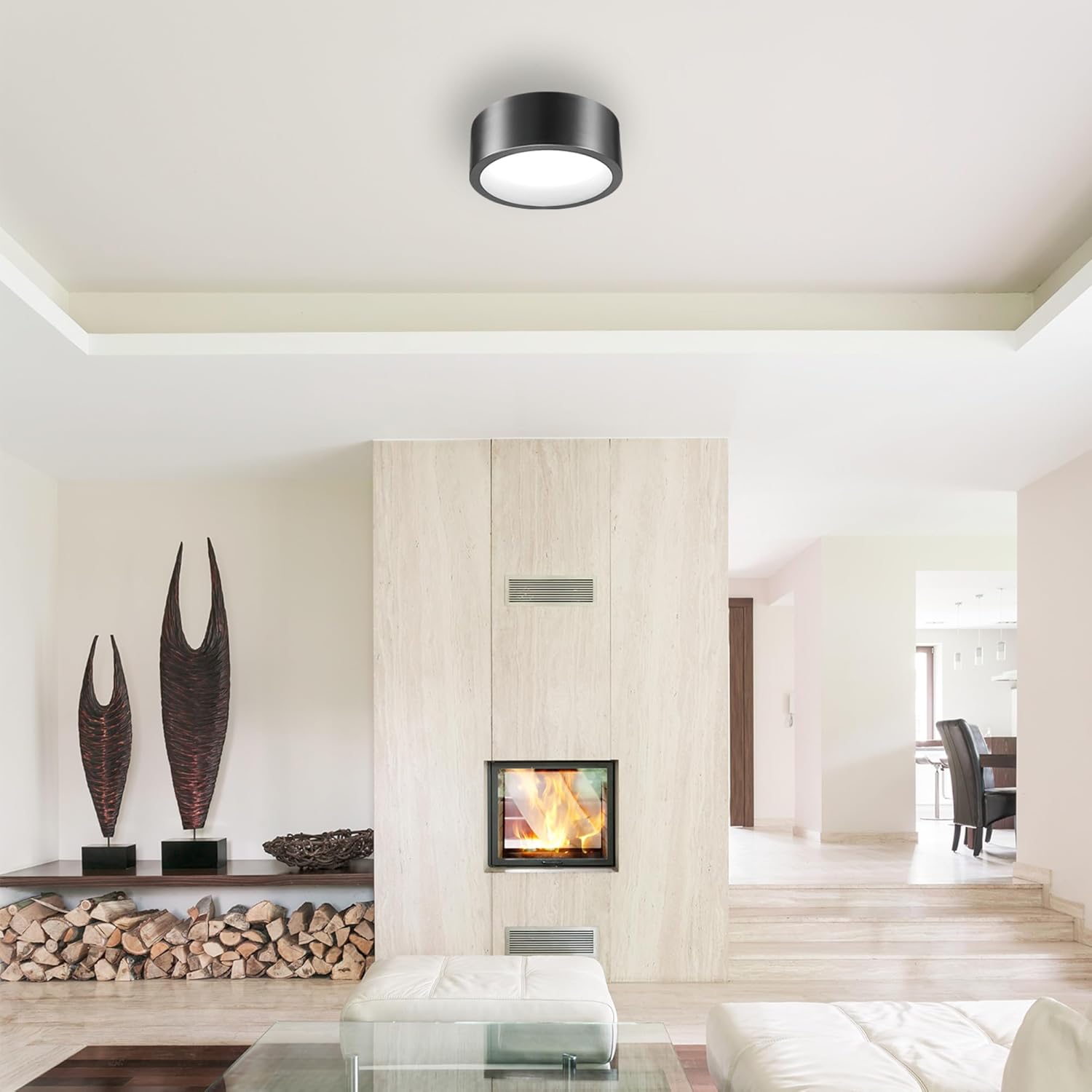 Globe Electric Edinburg LED Flush Mount Ceiling Light Black Iron Finish 1