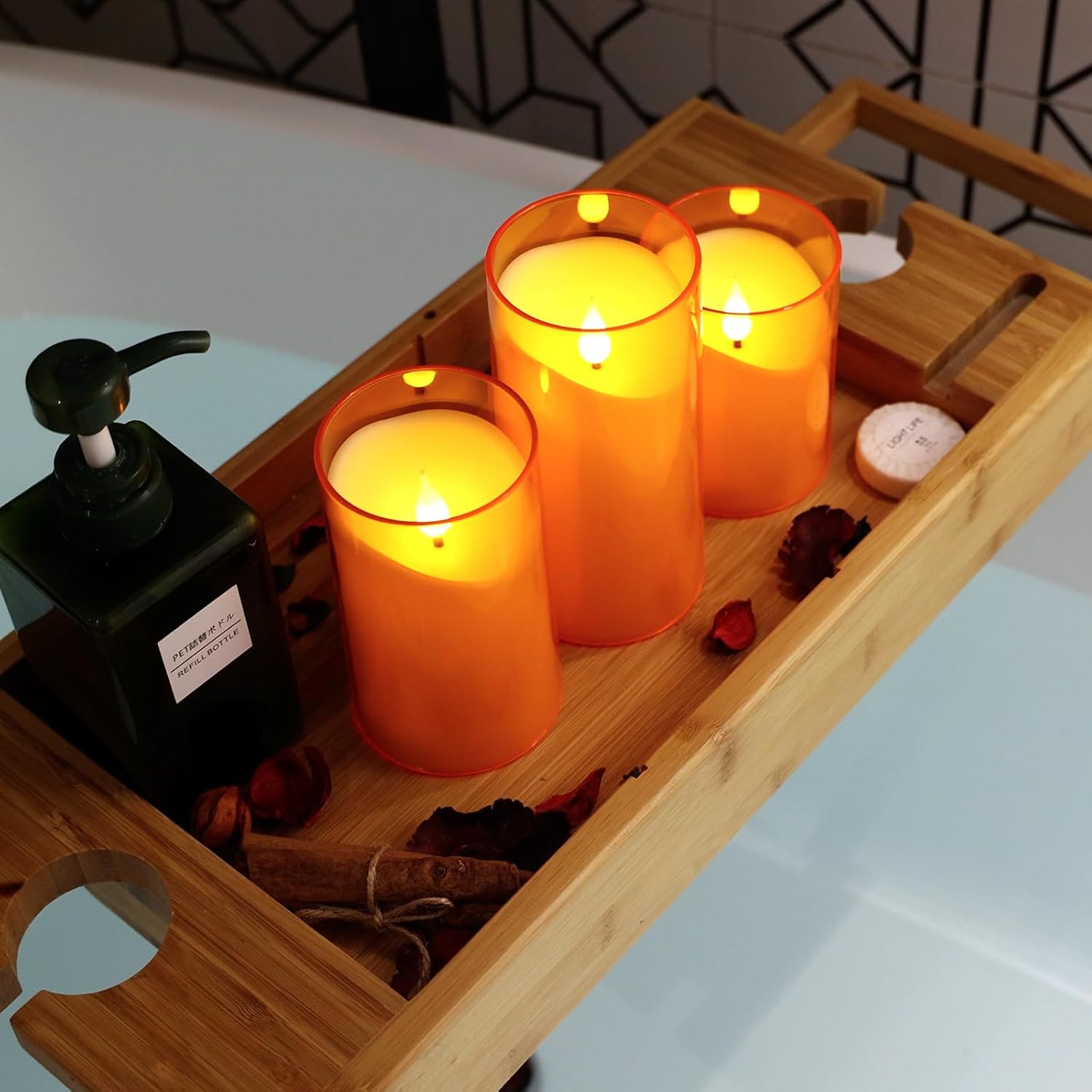 NURADA Flameless Candles with Remote Timer - 3 Pack Orange