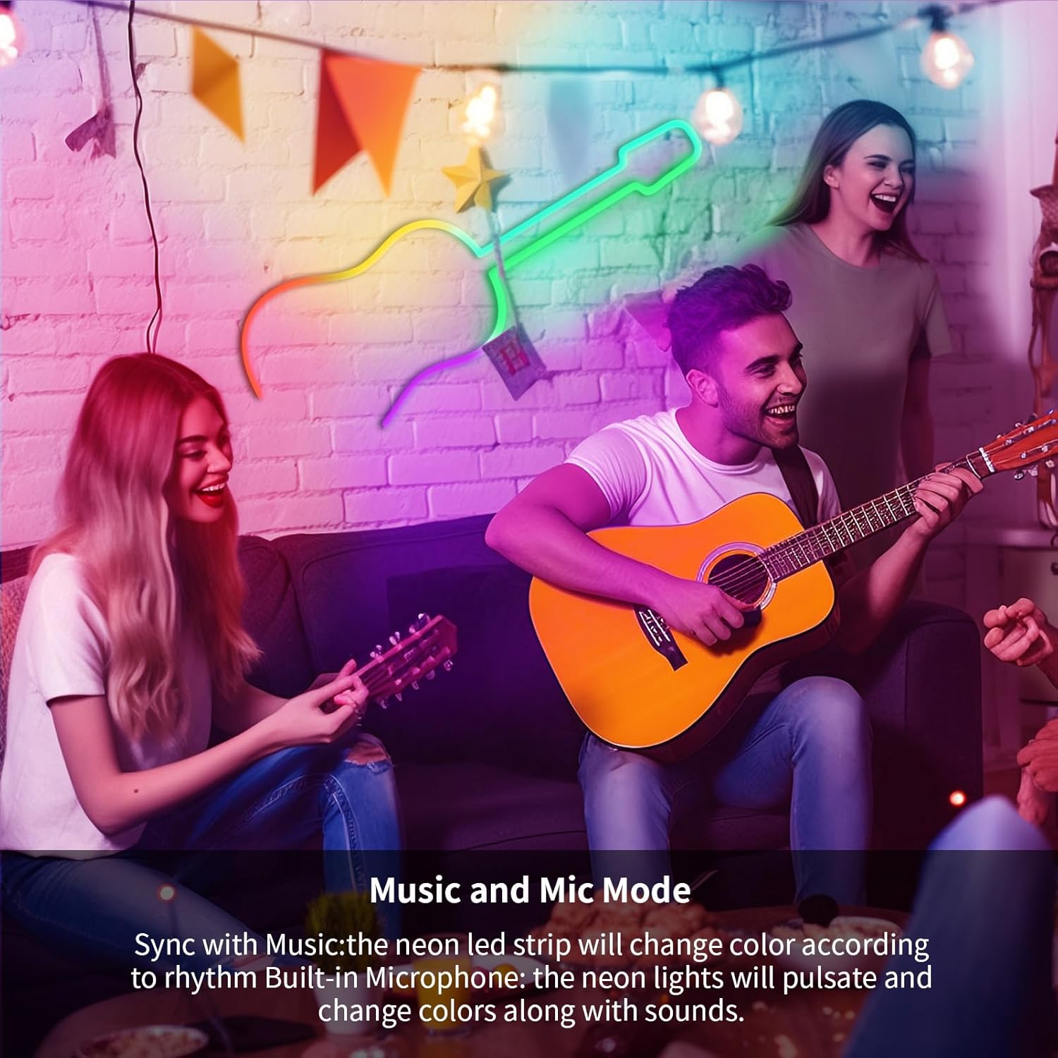 BUNACET 52FT RGBIC LED Strip Light with Remote APP Control