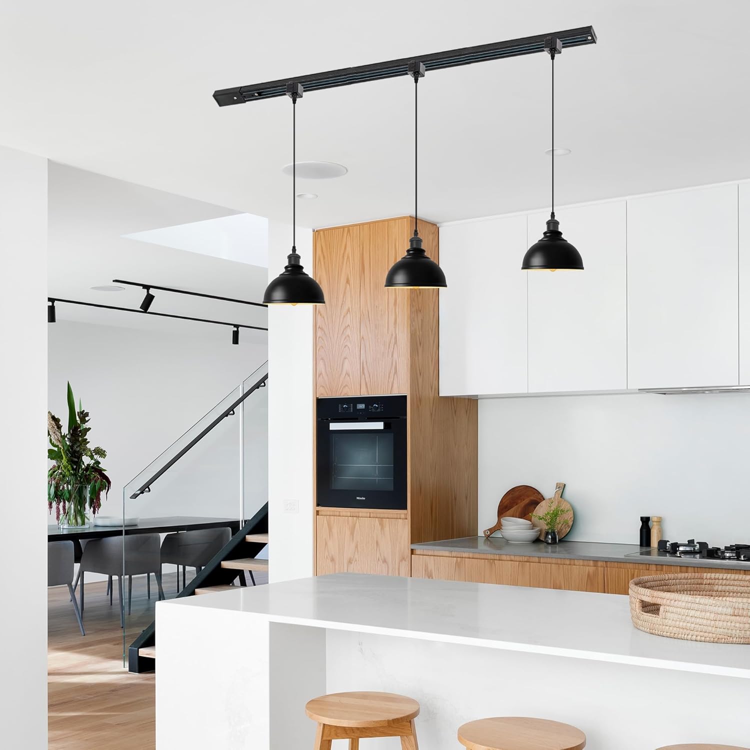 SKIVTGLAMP Modern Black Iron Dome Track Pendant Light