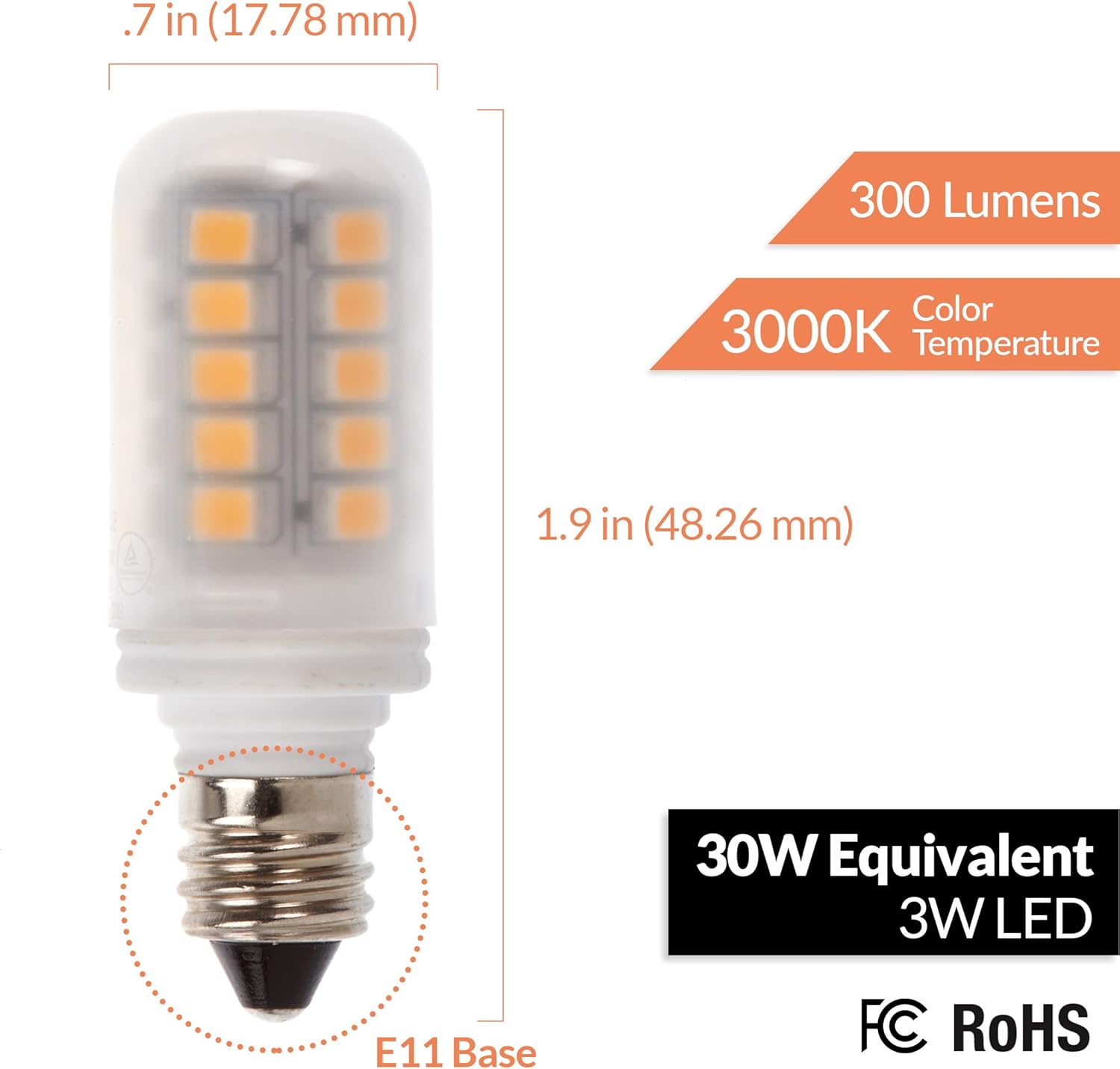 Newhouse Lighting 3-Watt E11 LED Bulbs 4-Pack Warm White