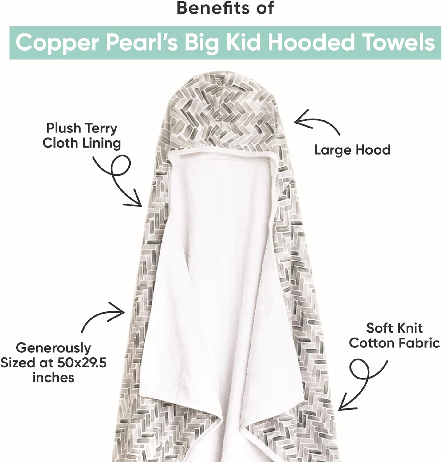 Copper Pearl Hooded Bath Towels for Kids and Babies