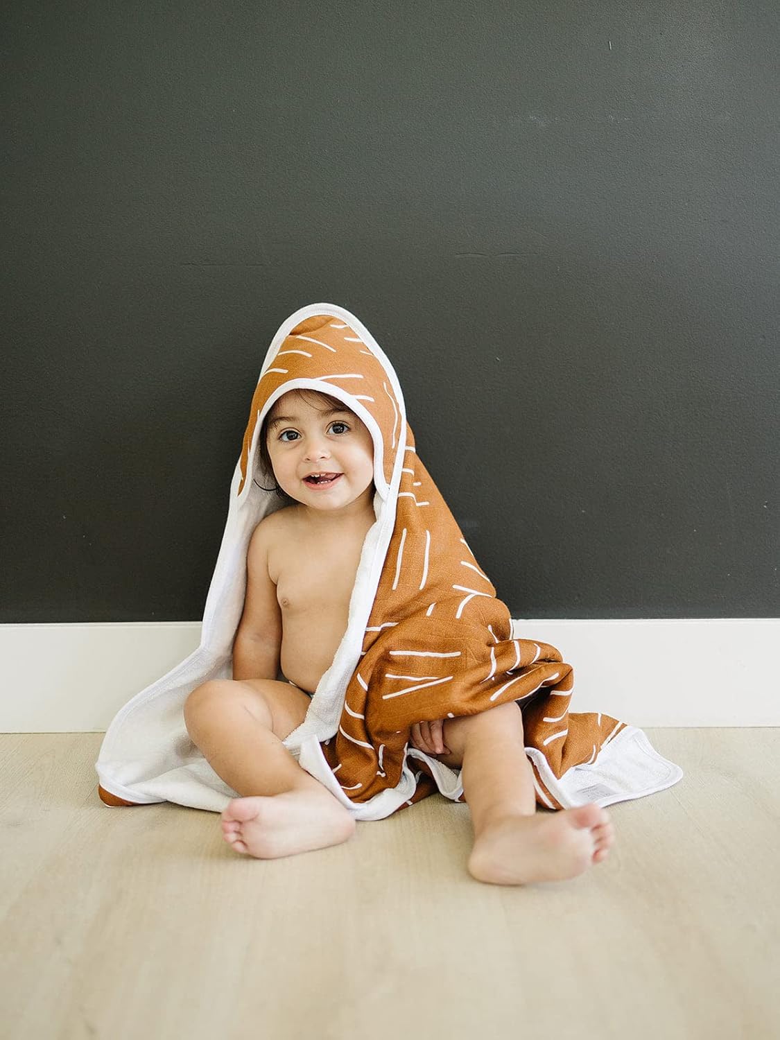 Mebie Baby Muslin Hooded Towel Mustard Mudcloth
