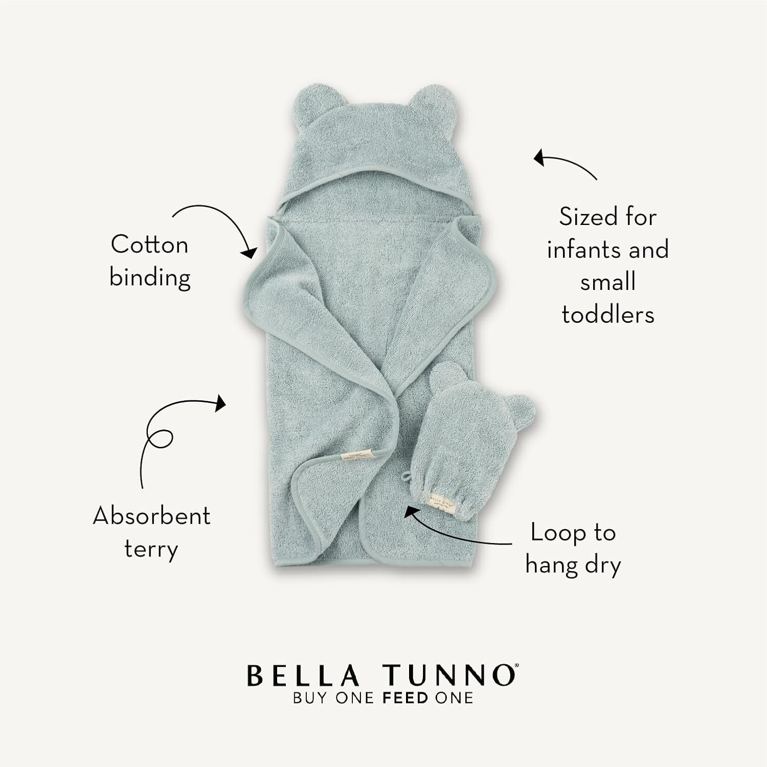 Bella Tunno Baby Bath Towel and Mitt Set - Pumpkin