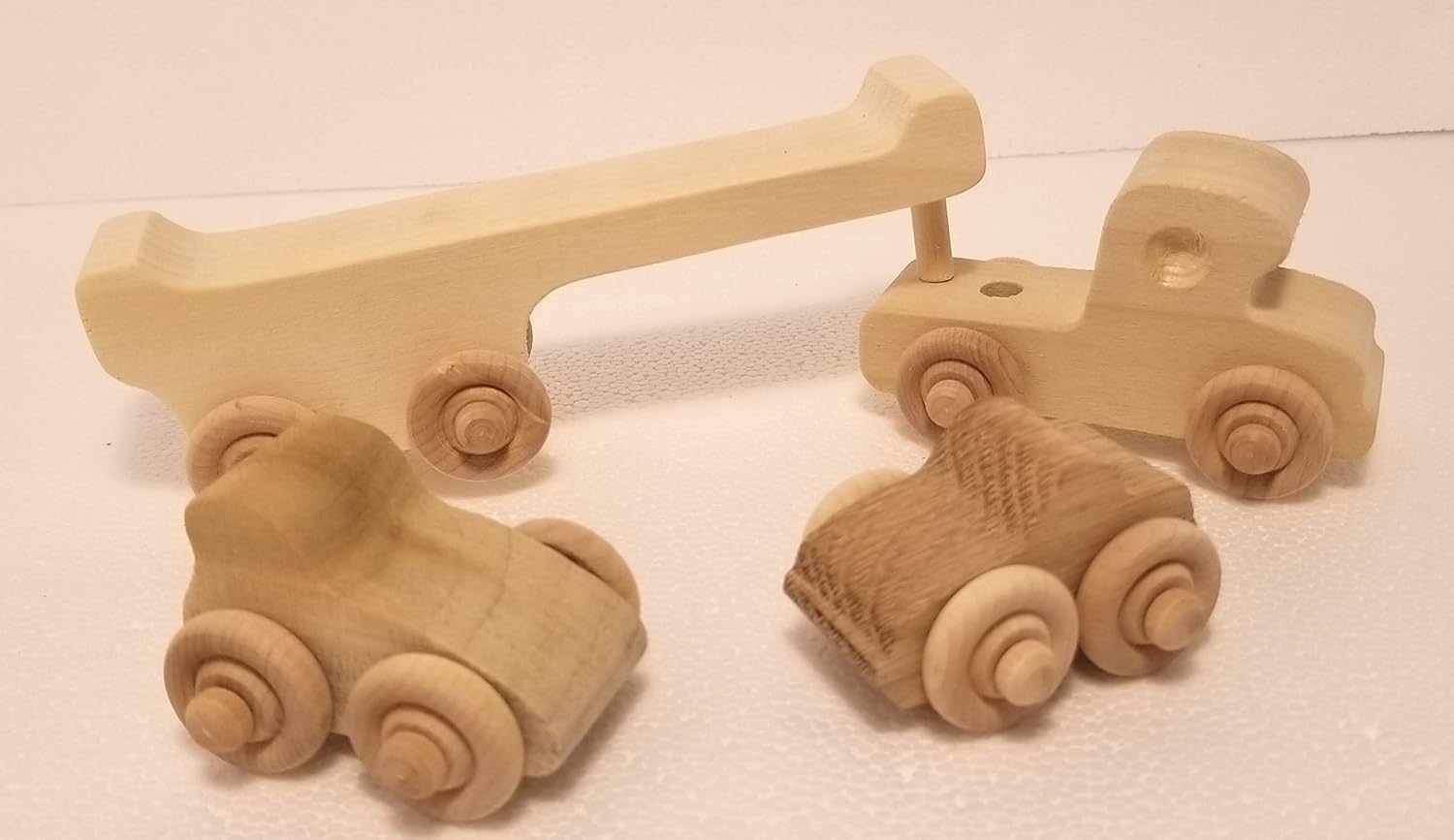 Handmade Small Car Carrier with Two Removable Cars