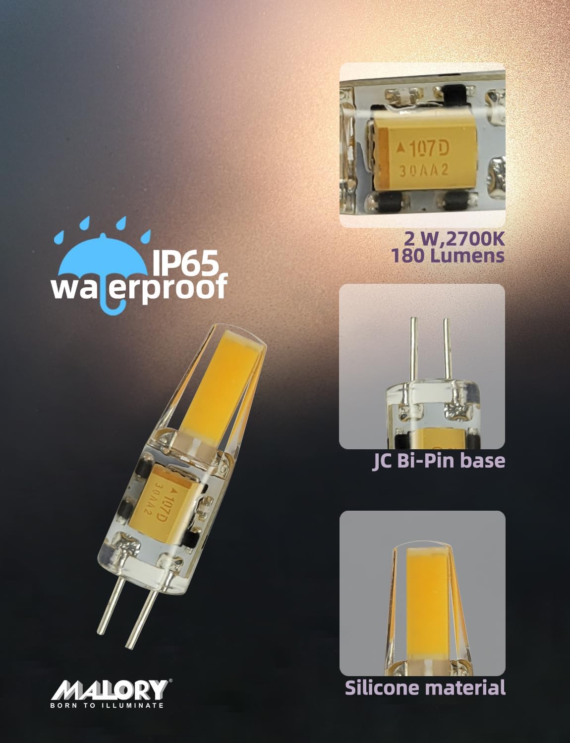 MALORY G4 Landscape Light Bulbs 4 Pack 2W LED Replacement