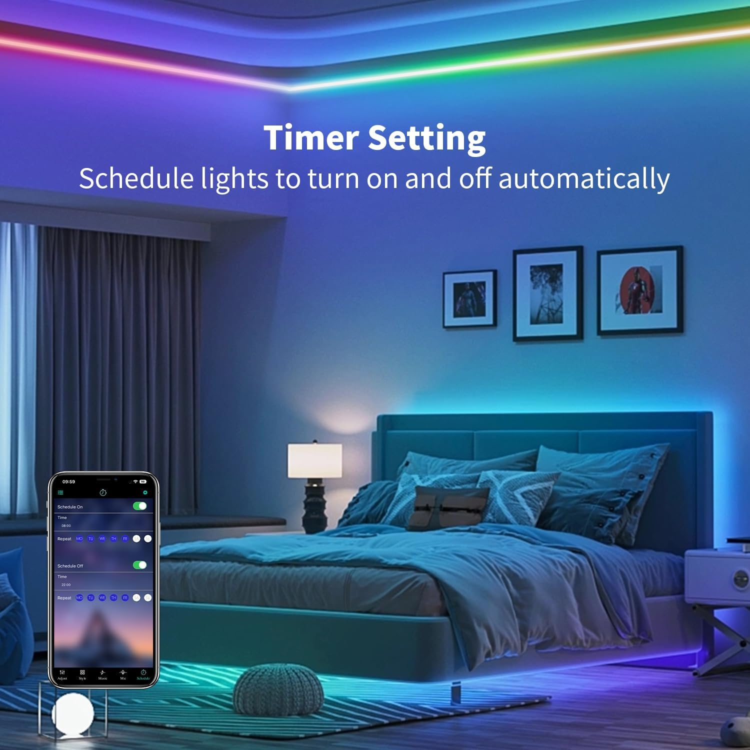 BUNACET 52FT RGBIC LED Strip Light with Remote APP Control