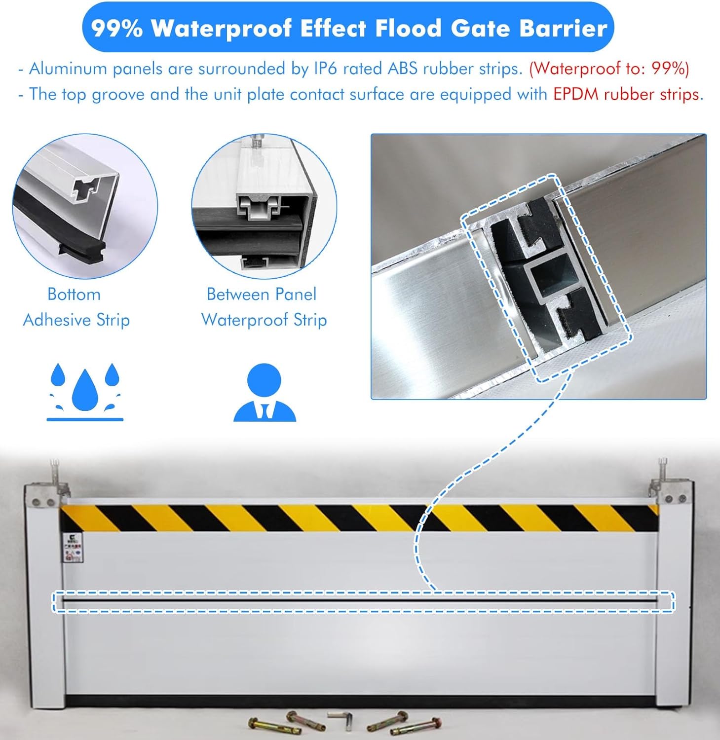 Heavy Duty Aluminum Flood Control Barrier 3ft 4ft 5ft Tall