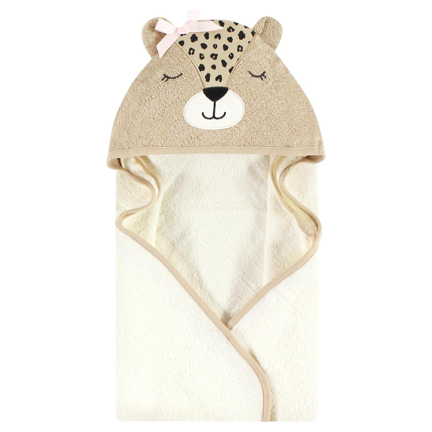 Hudson Baby Cheetah Face Hooded Towel One Size