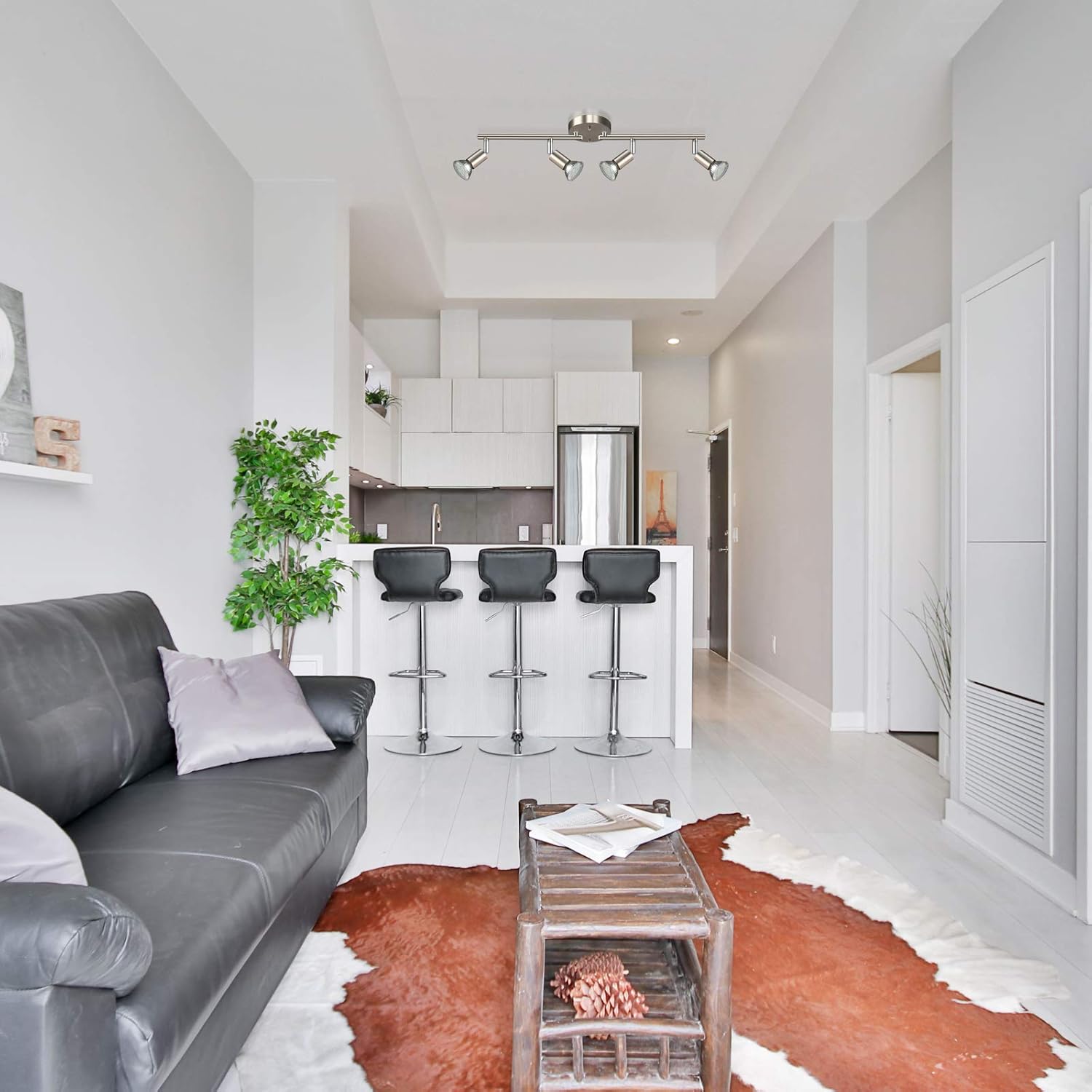 Ascher 4-Light LED Track Lighting Kit with Matt Nickel Finish