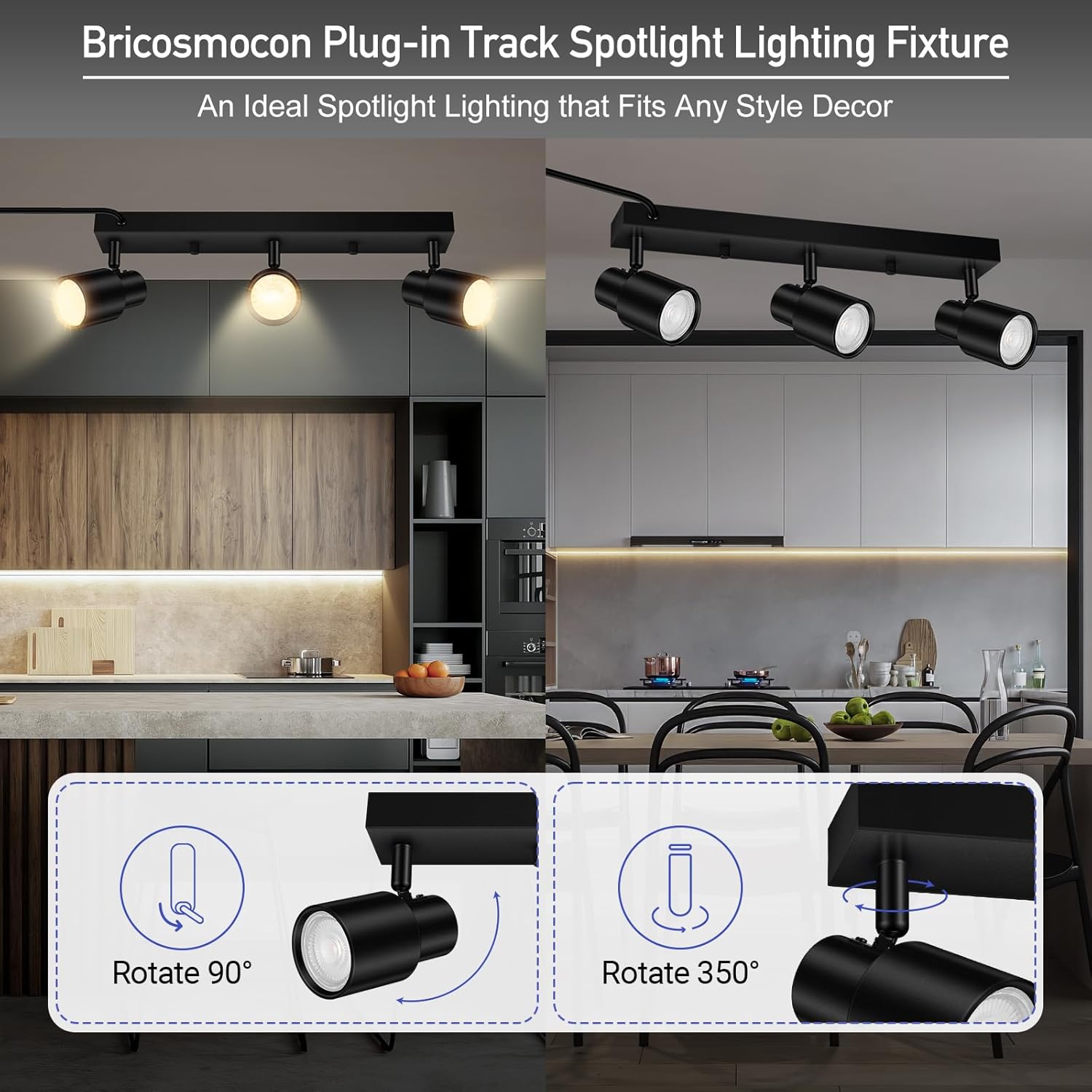 Bricosmocon 3 Light Black Track Lighting Ceiling Fixtures