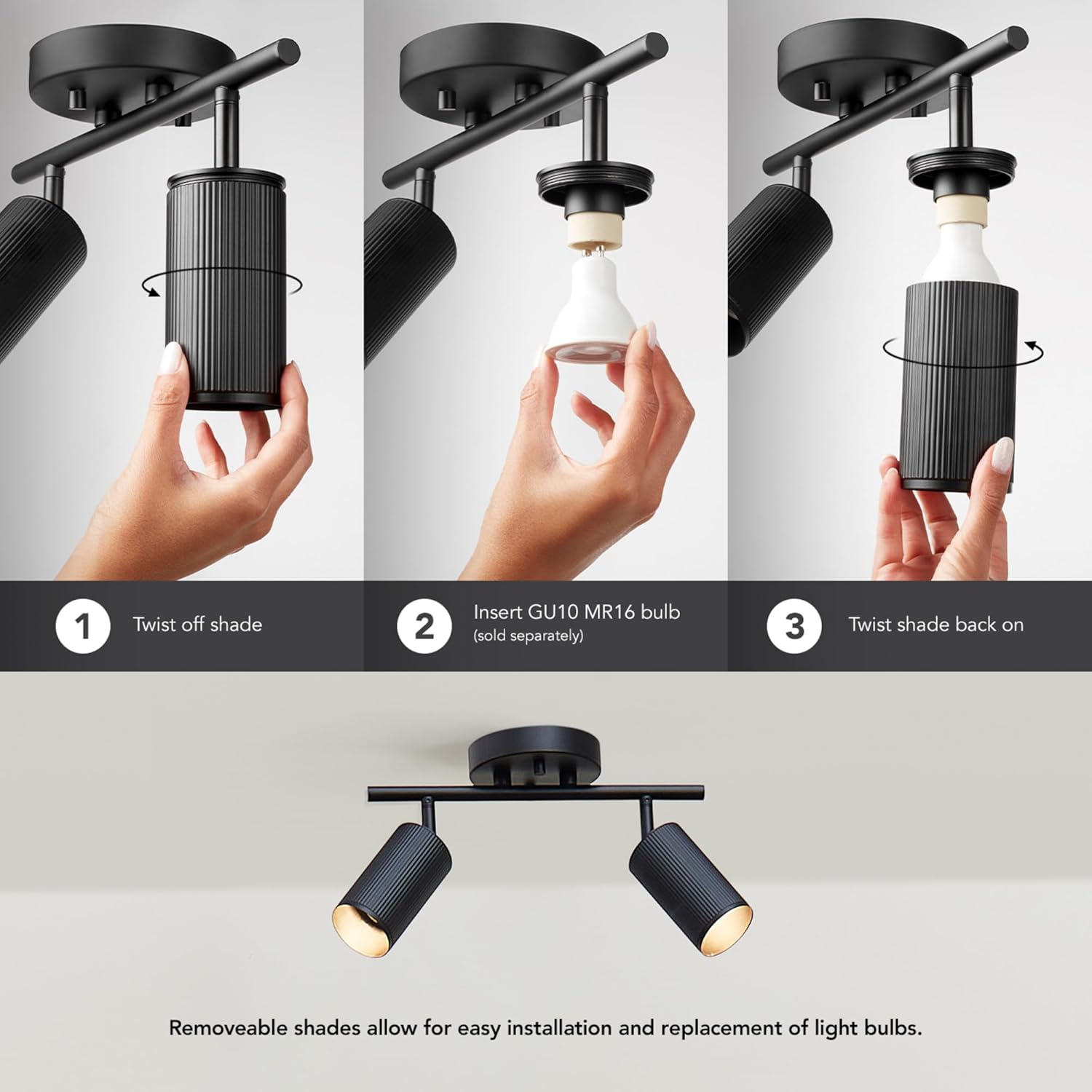 Globe Electric 12 2-Light Track Lighting with Matte Black Shades